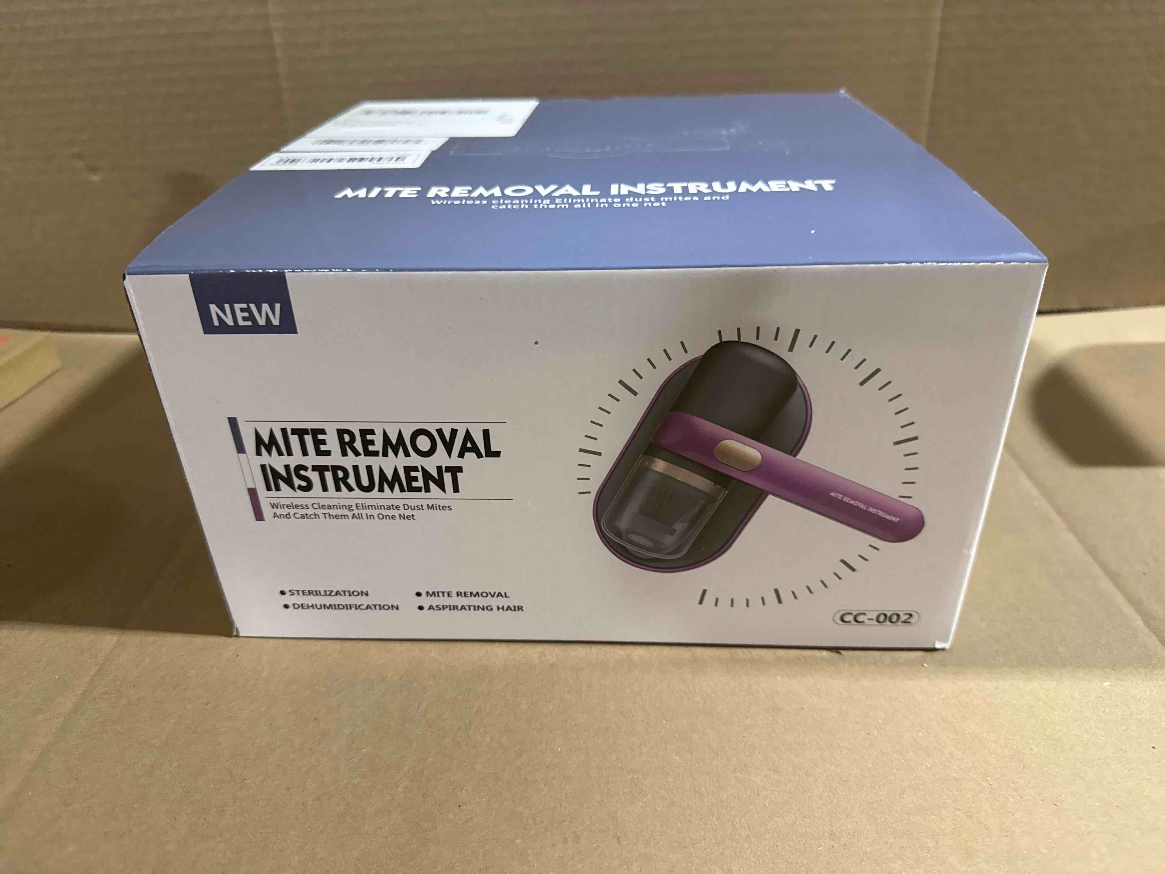 Condition photo showing Brand New for Household High-Frequency Strong Removal Instrument, 10Kpa Low NoiseHandheld Deep Mattress Vacuum Cleaner, Double Beat Cordless Dust Vacuum Remover Cleaning Machine for Pillows Sofas (Color : Purple)