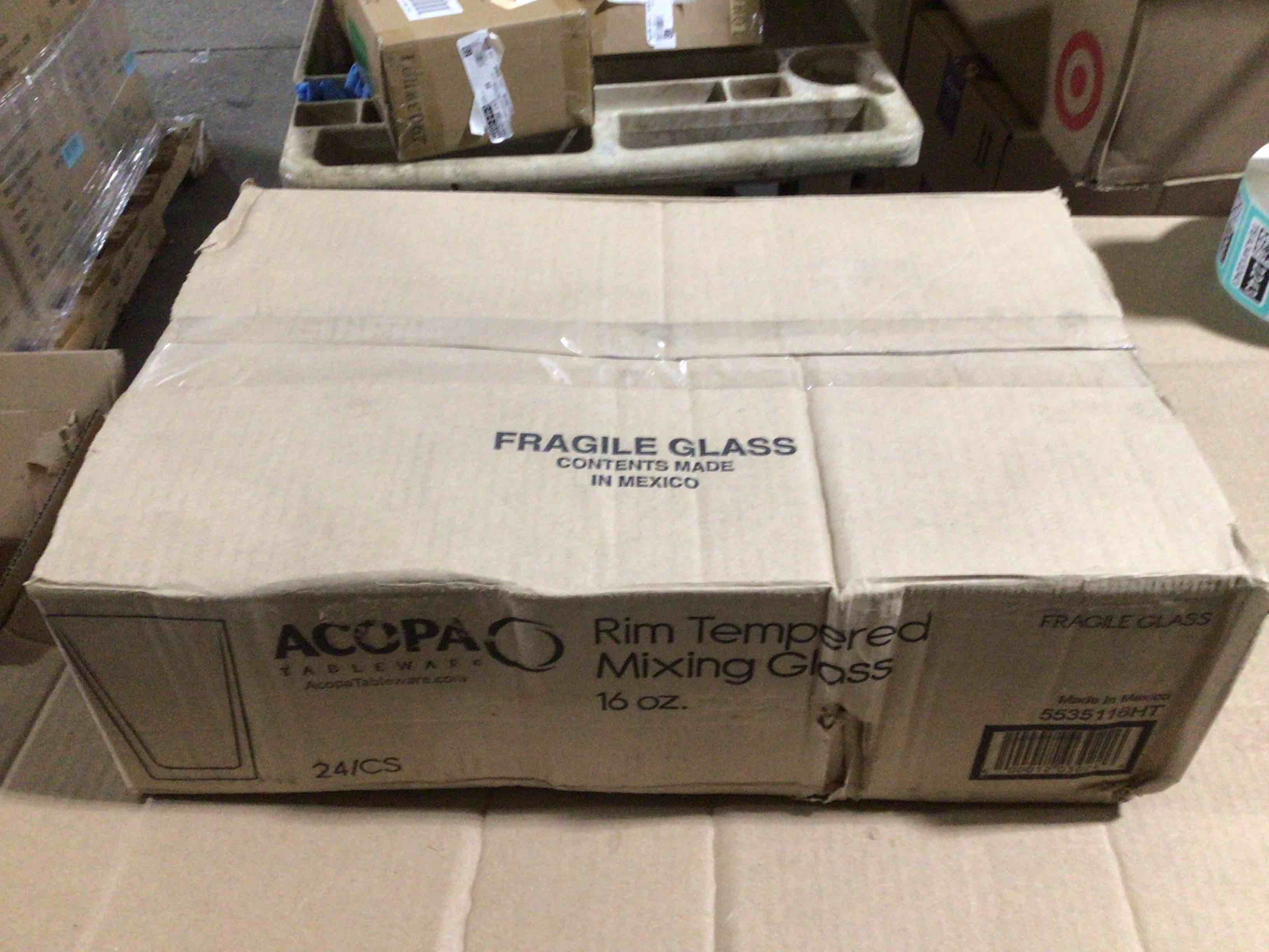 Case of 24 Acopa Select 16 oz. Rim Tempered Mixing Glass / Pint Glass 