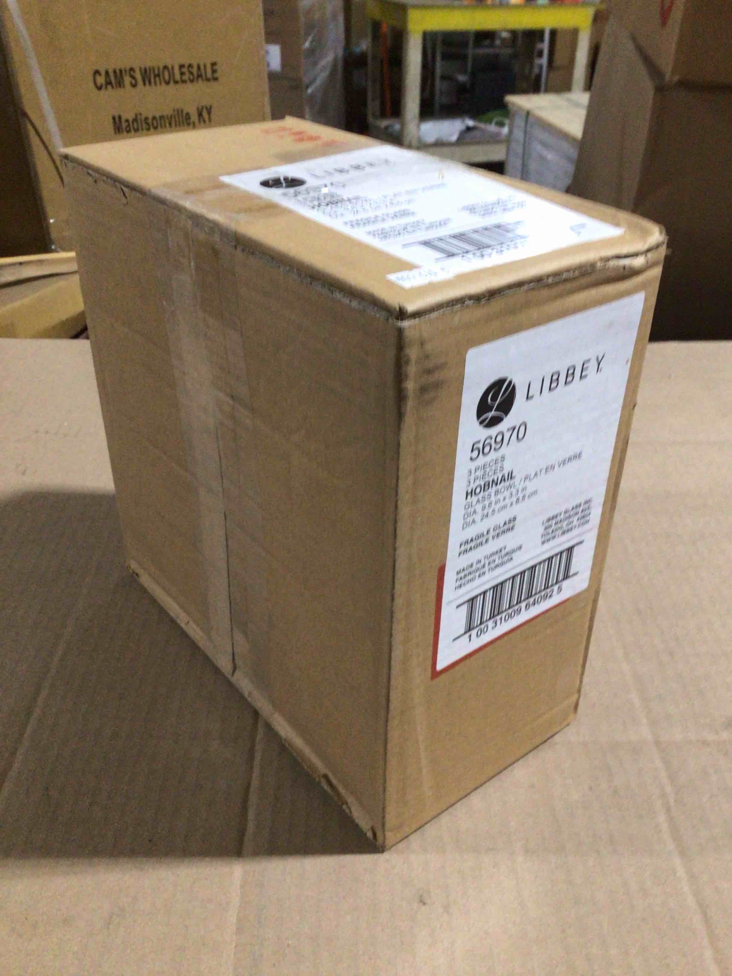 Case of 3 Libbey Hobnail Glass Bowls 