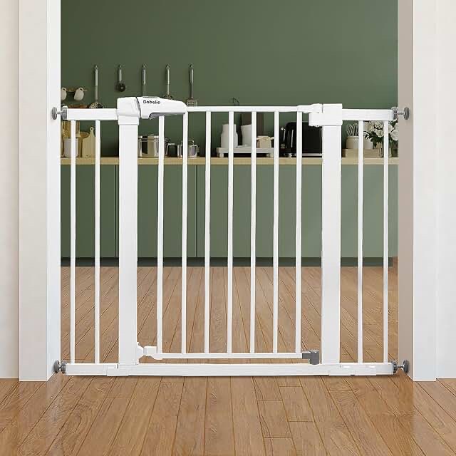 Regalo Easy Step 38.5-Inch Wide Walk Thru Baby Gate, Includes 6-Inch Extension Kit, Pressure Mount Kit, Wall Cups