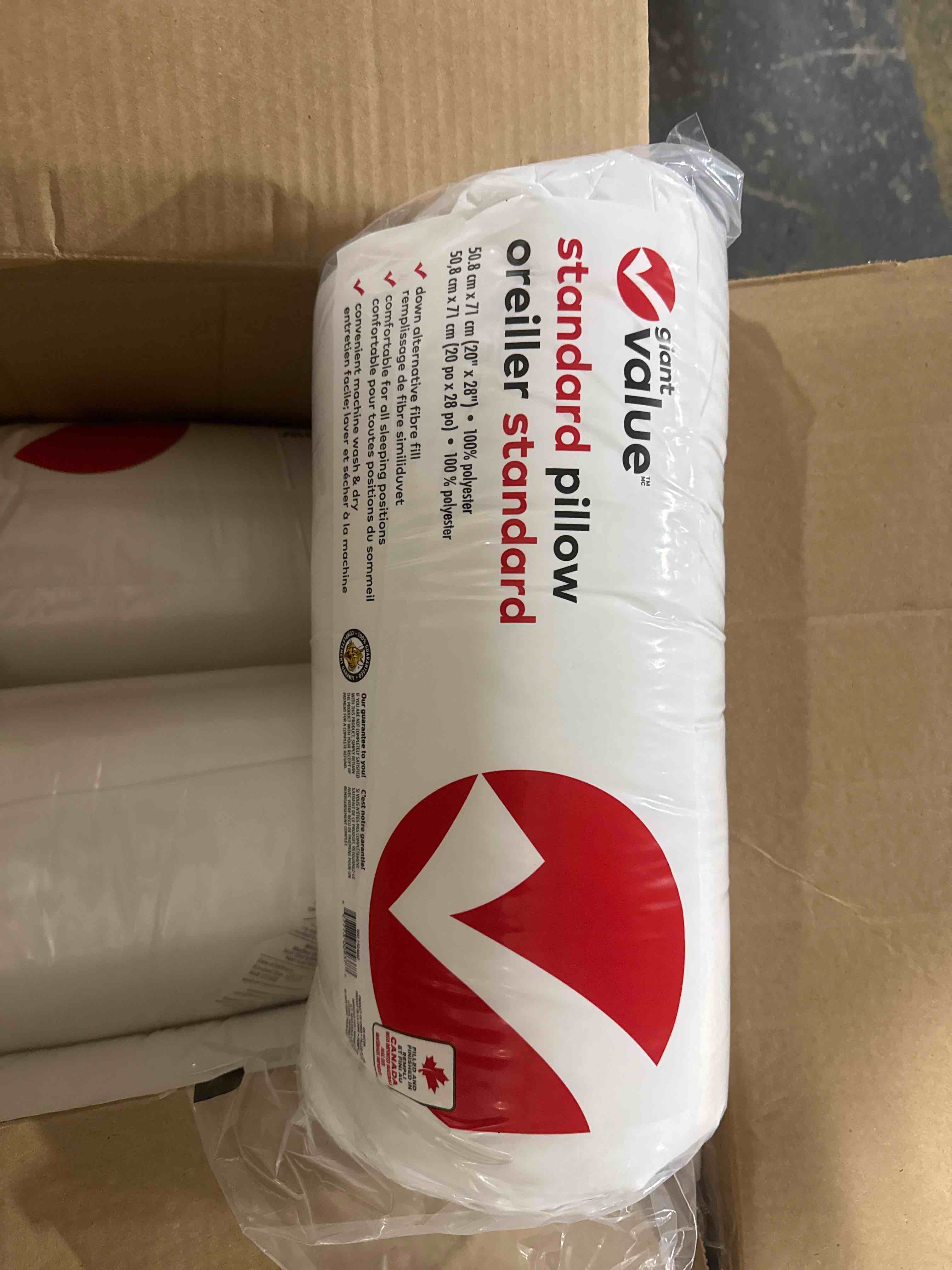 Condition photo showing Brand New for standard pillow filled and finished in canada