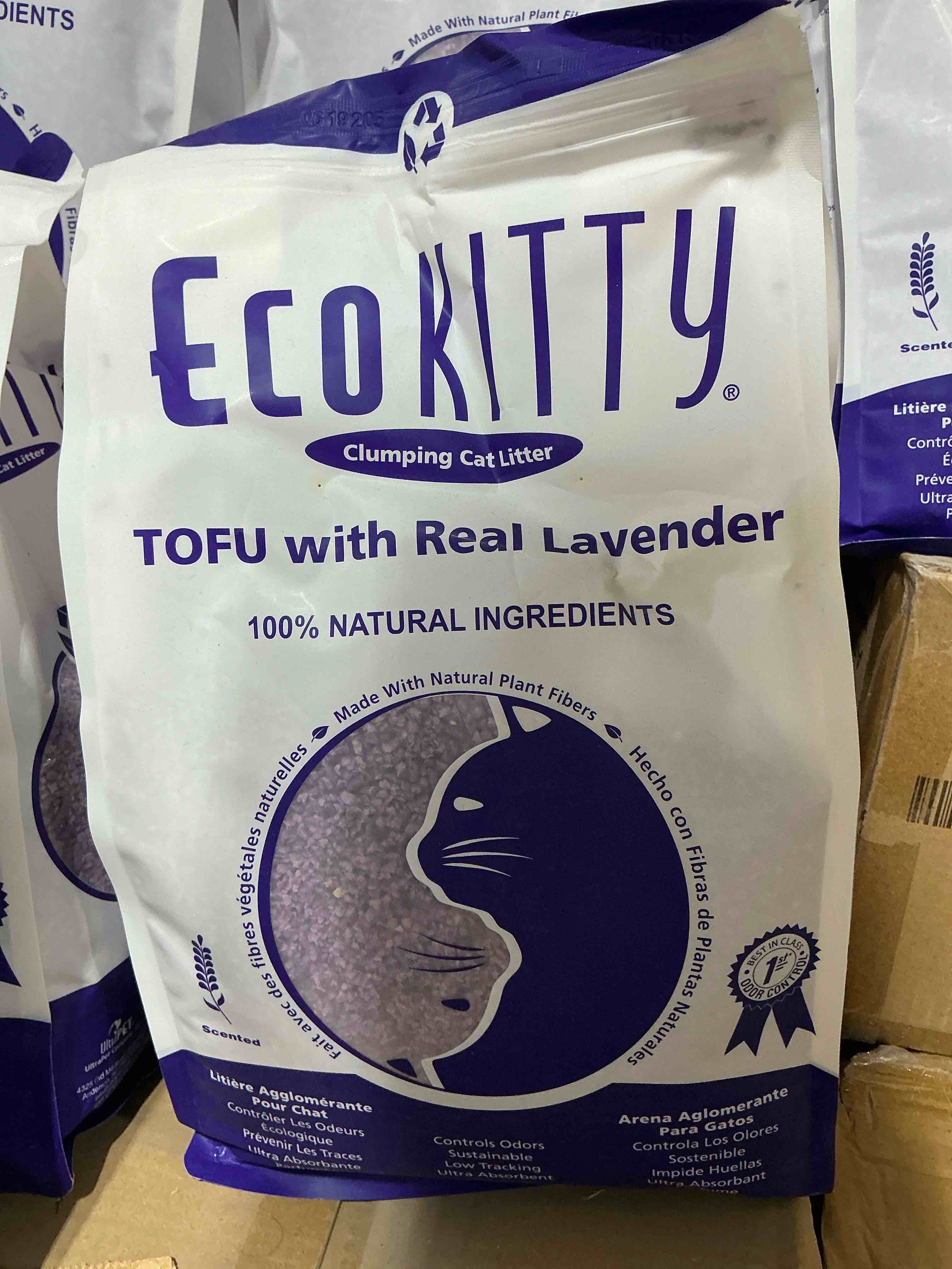 EcoKitty Clumping Cat Litter tofu with real lavender 7lbs 