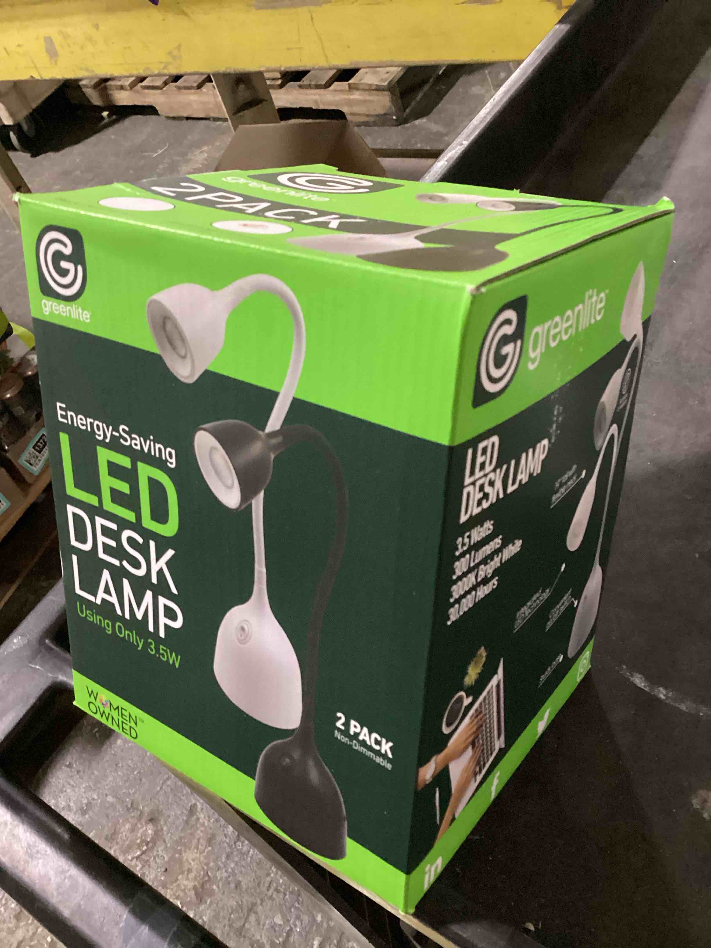 Condition photo showing New/Like New for pack of 2 greenlite energy saving 3.5 w led desk lamp