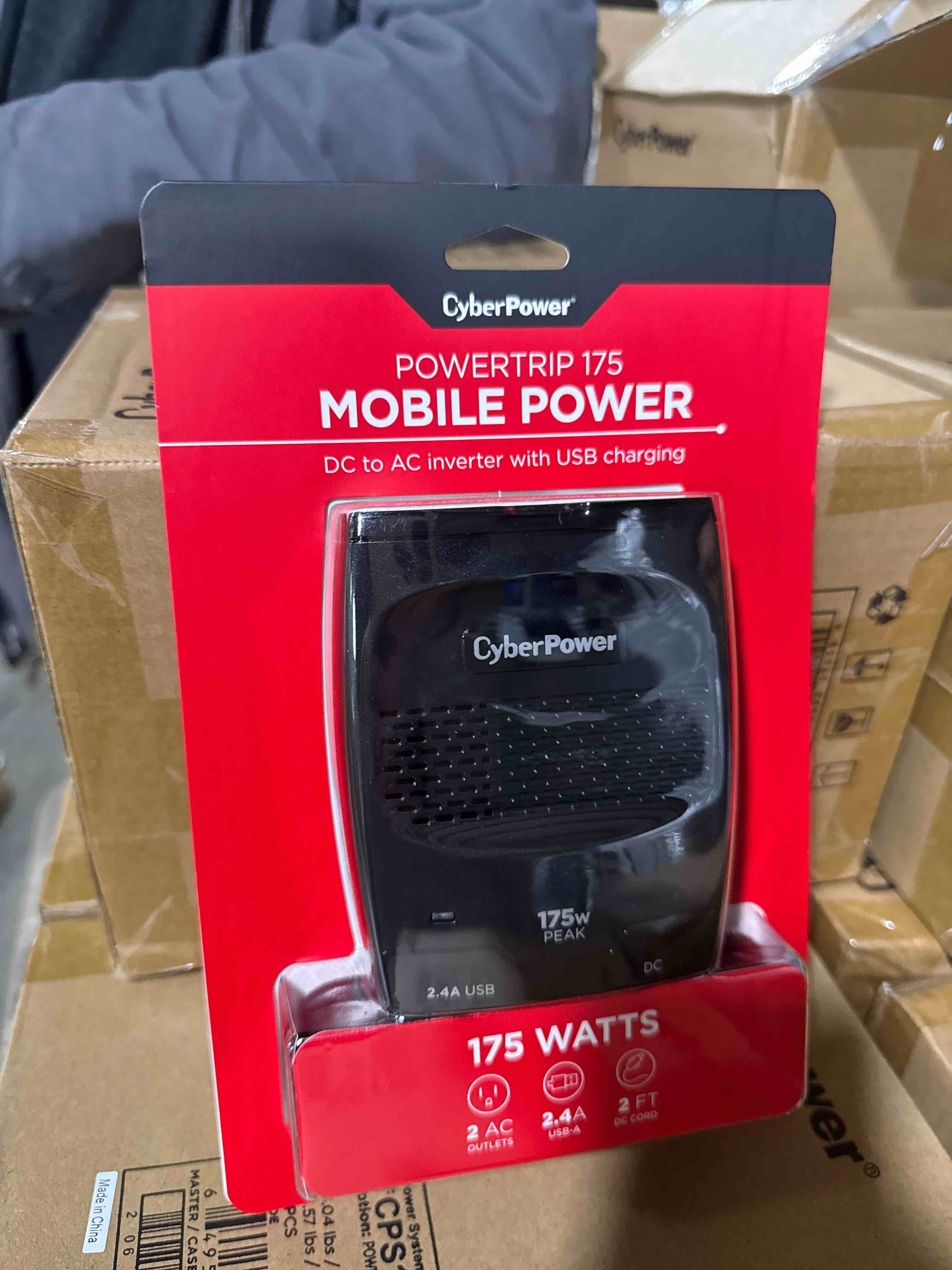 Condition photo showing Brand New for cyberpower - 175w power inverter - black