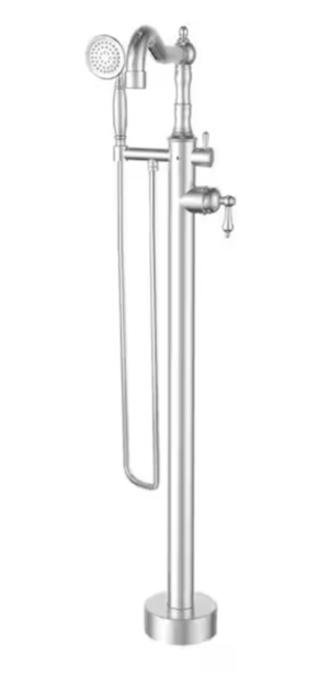 Ornellaia Single-Handle Freestanding Floor-Mount Tub Filler with White Hand Shower in Chrome