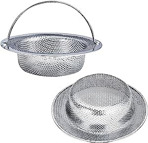 Kitchen Sink Strainer, 2-Pack Sink Strainer Basket with Handle, 4.5" Diameter, Stainless Steel, Rust Free and Dishwasher Safe