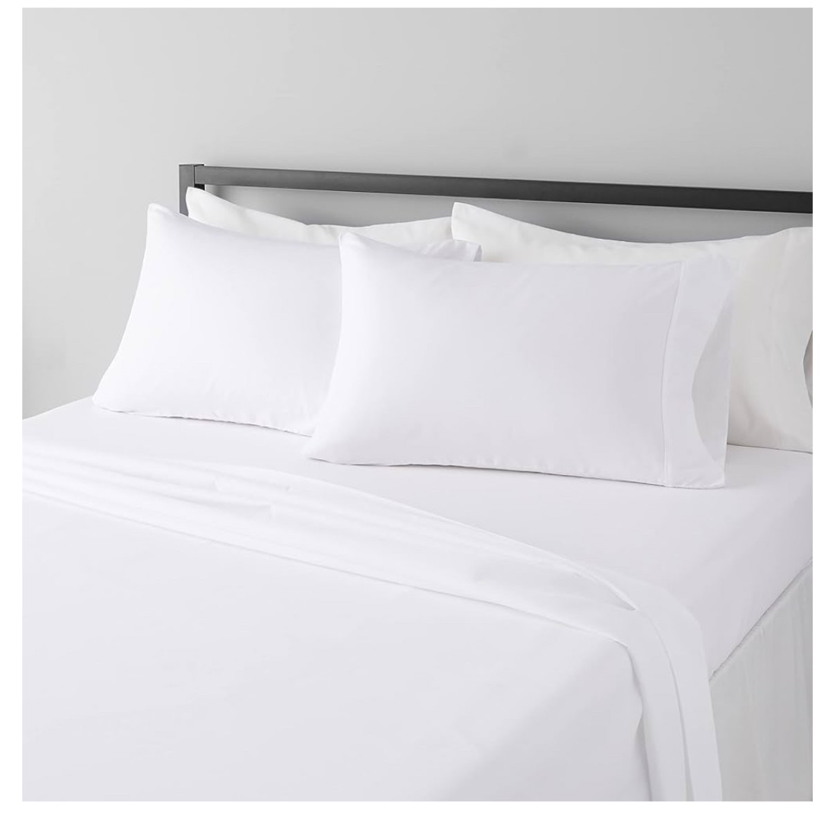 Amazon Basics Lightweight Super Soft Easy Care Microfiber 4-Piece Bed Sheet Set with 14-Inch Deep Pockets, Full, Bright White, Solid
