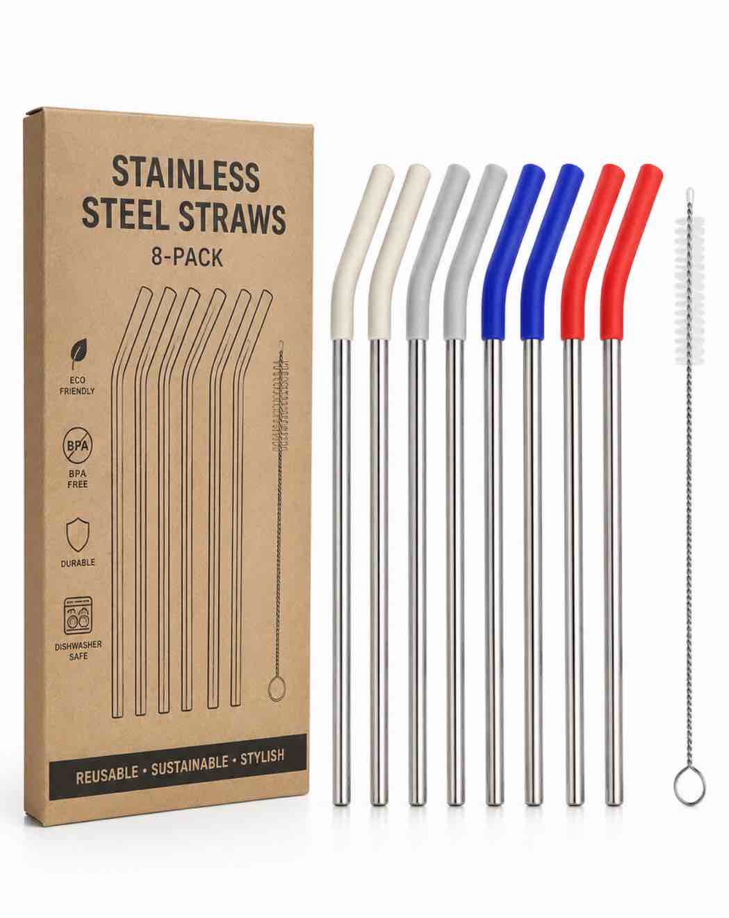 Stainless Steel Straws 8-Pack