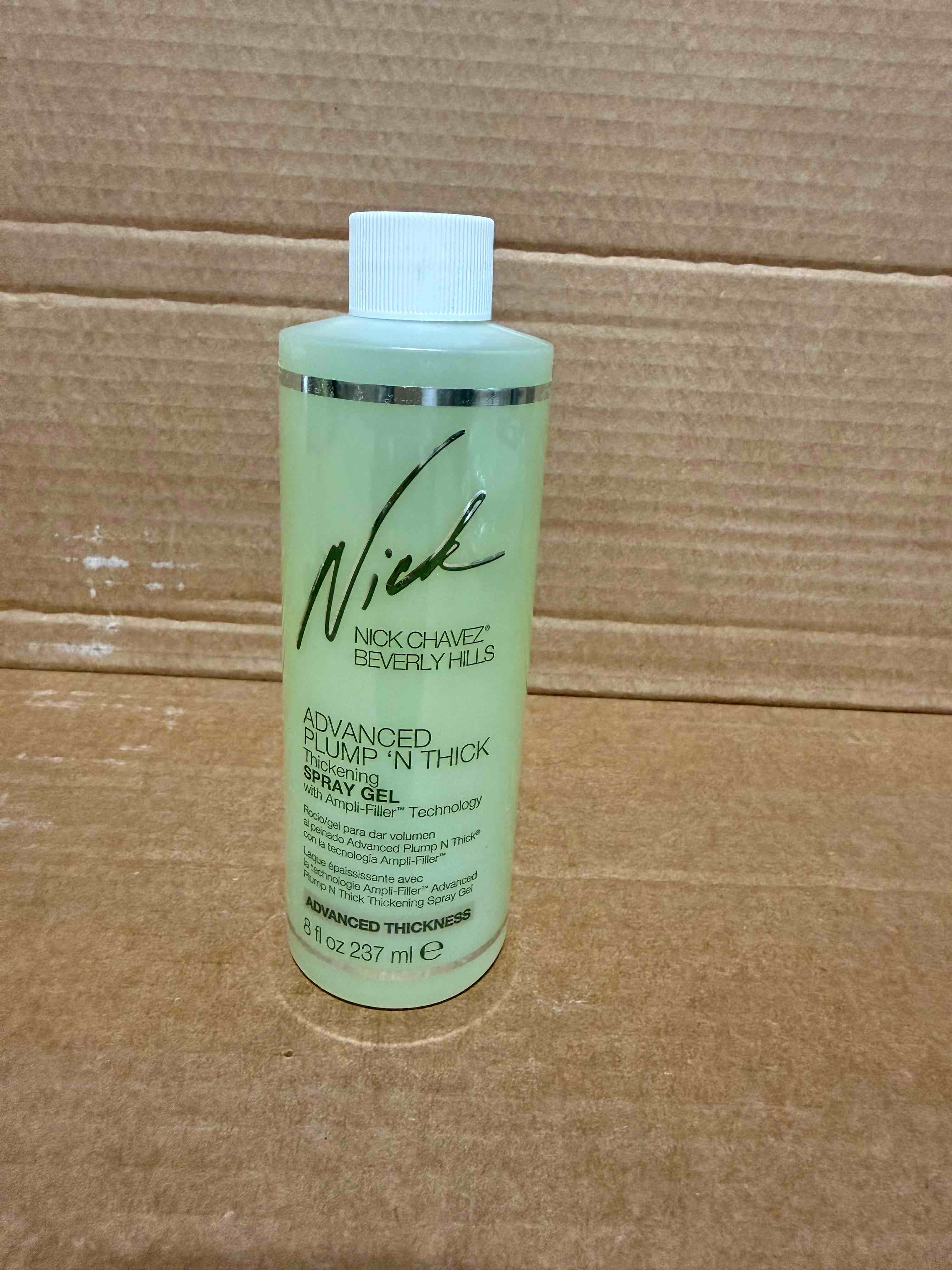 Condition photo showing Brand New for 8 oz Nick Chavez Beverly Hills advanced, plump and thick thickening spray gel