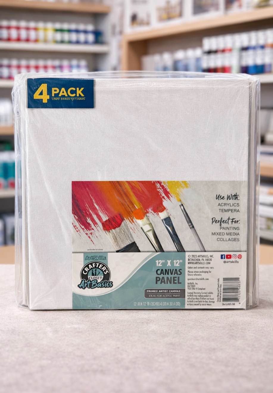 pack of 4 art basics 12”x12” canvas panel 