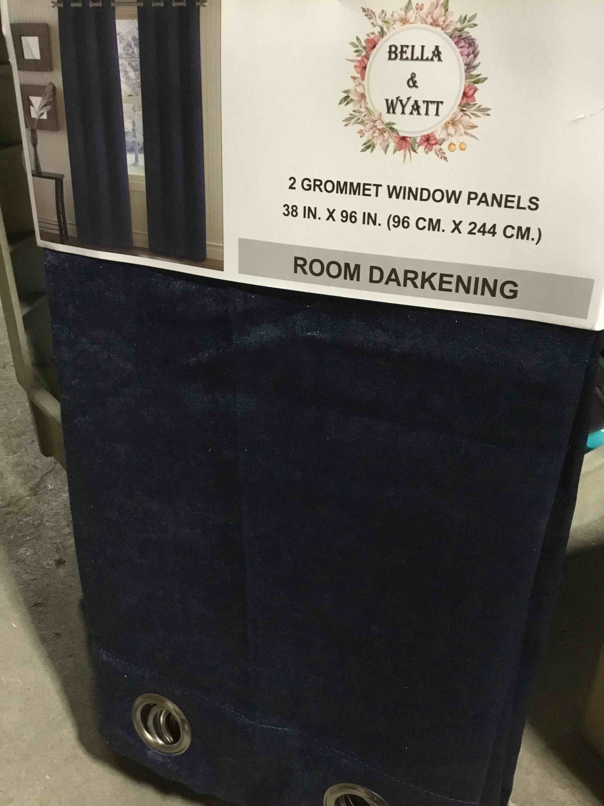 Bella & Wyatt 2 Grommet Window Panels Curtains Blue 96x244 cm