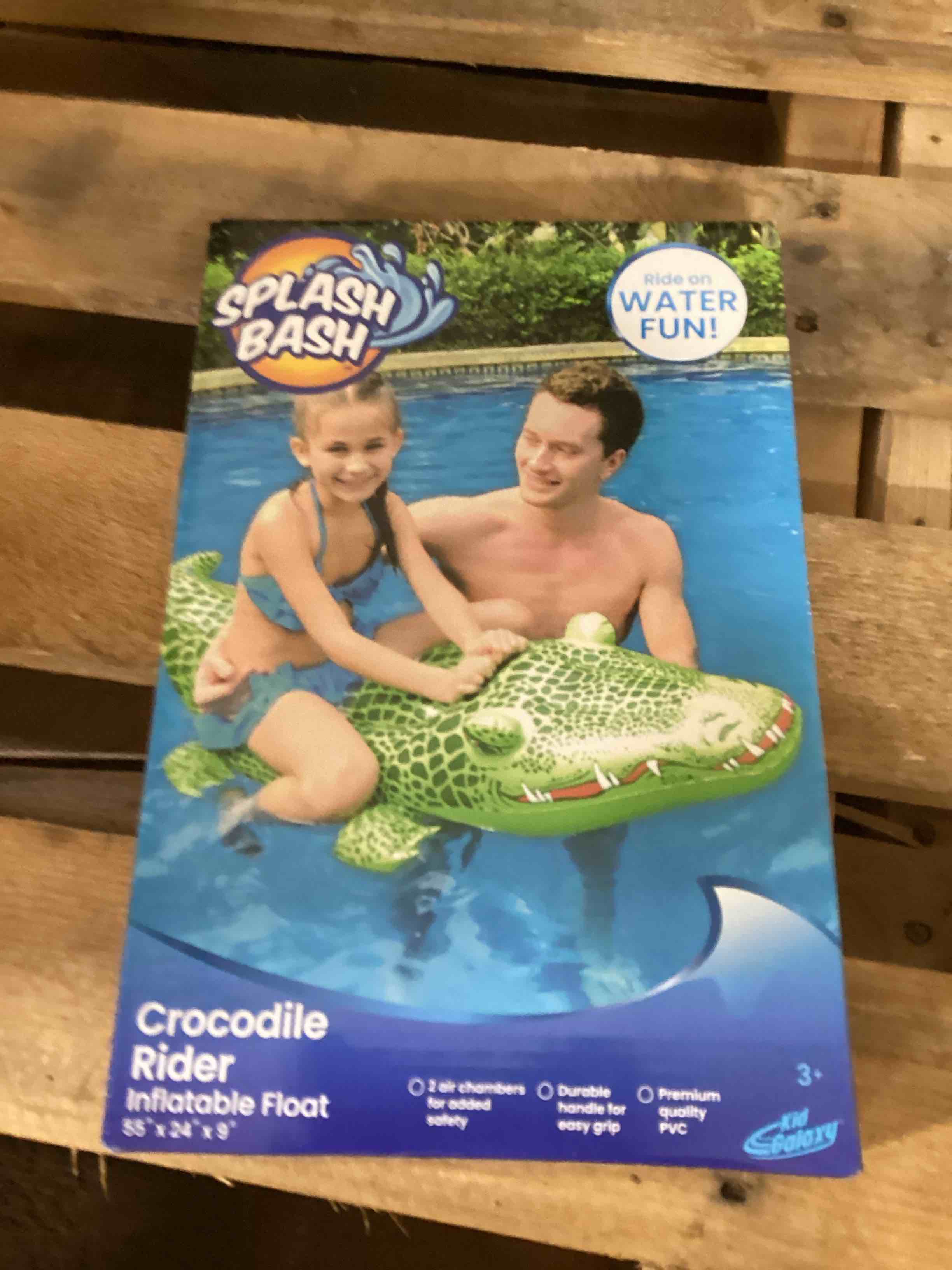 splash bash  crocodile rider inflatable float 55 x 24 x 9