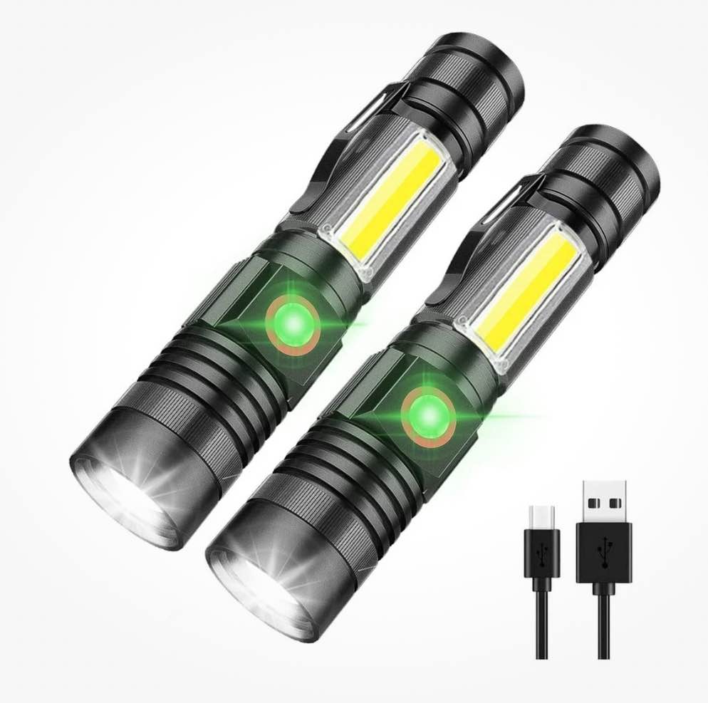 2 Pack LED Flashlight Rechargeable, Super Bright 