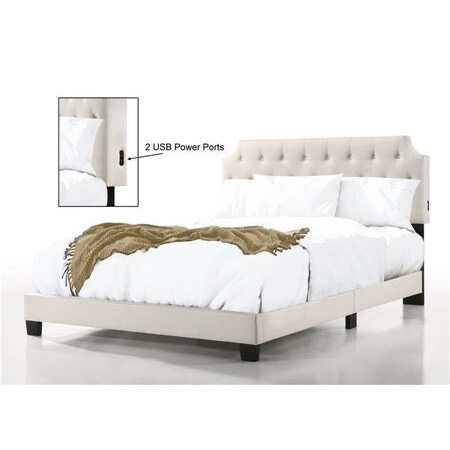 brand new complete Belle Isle Furniture CSB62-0K00 Regal Tufted Full Size Bed with USB Power Connection - Beige