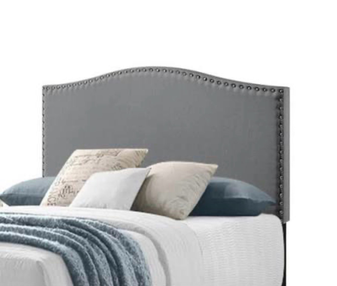 belle isle ivey upholstered headboard  queen  gray