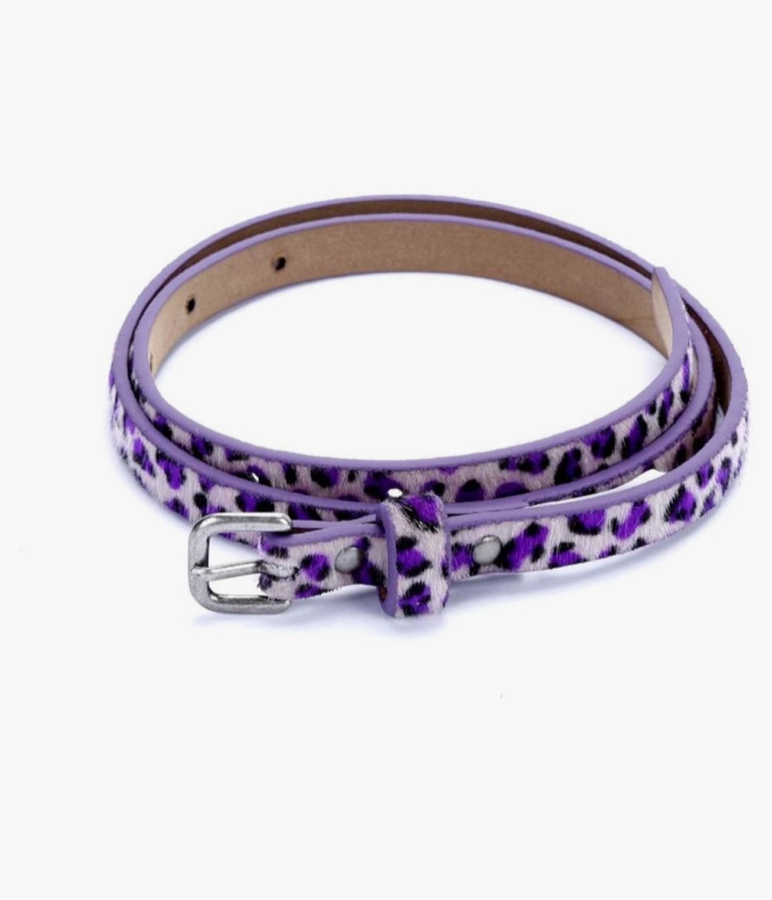(purple) Kids Leopard Print Leather Belt, Stylish and Durable for Girls Age 8-14 Year Old