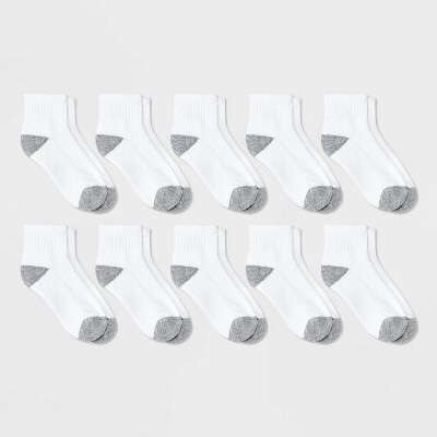 Size 2 1/2 Boys' Low Cut Socks - Cat & Jack White M, Gray White (20 count per pack)