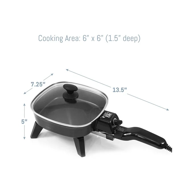 Elite by Maxi Matic Cuisine 7" Electric Skillet with Glass Lid