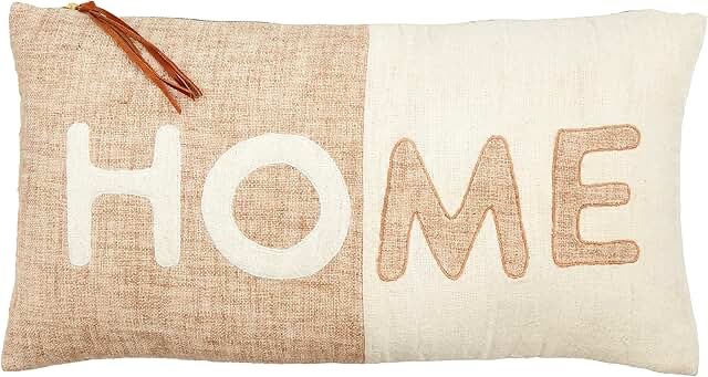 Mud Pie Leather Pull Pillow, Brown