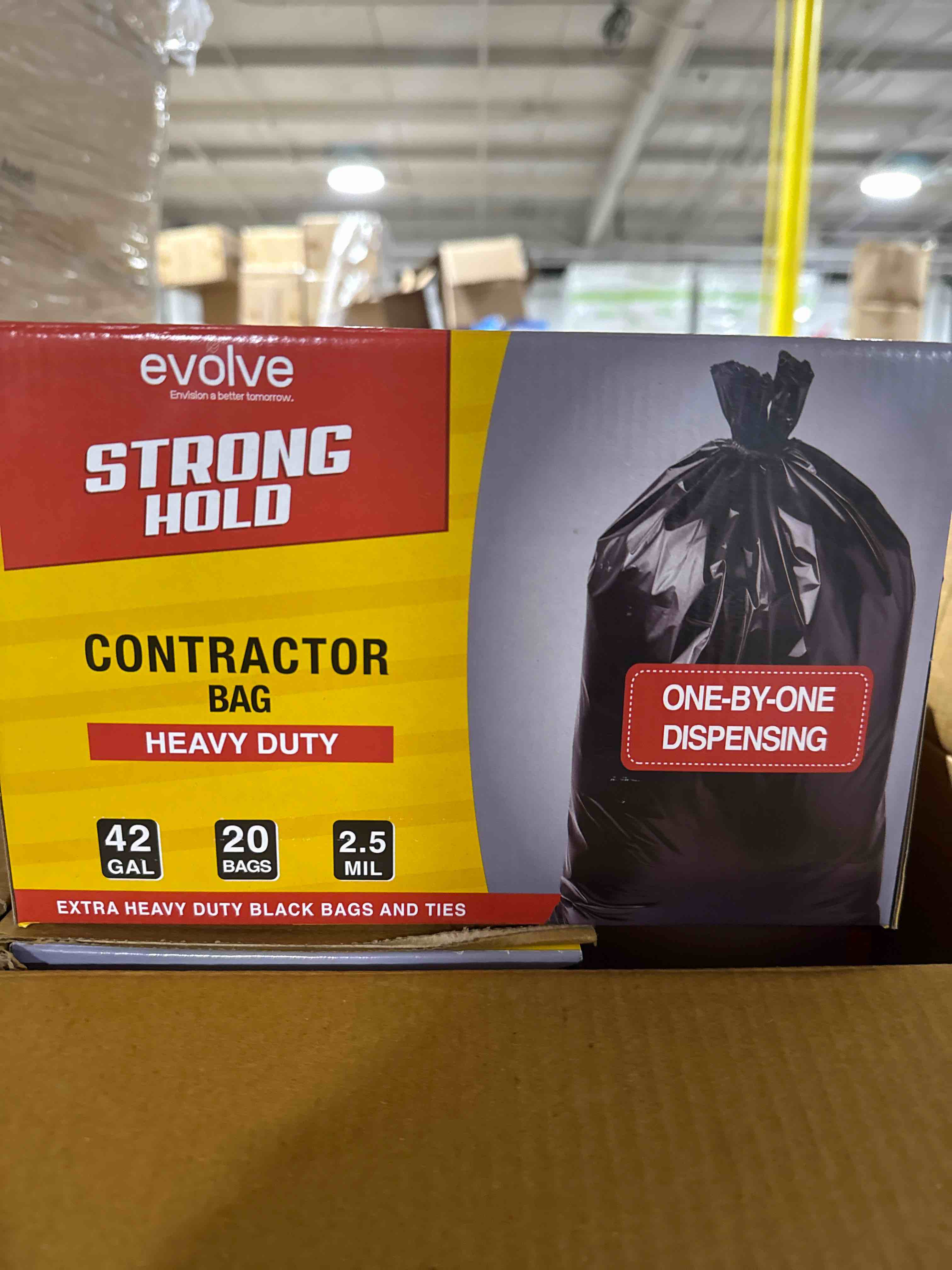 evolved stronghold contractor bags, heavy duty 42 gallon 20 bags 2.5 MIL