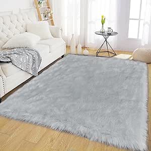 Latepis Handmade Shag Faux Sheepskin Area Rug/ Gray / Medium 