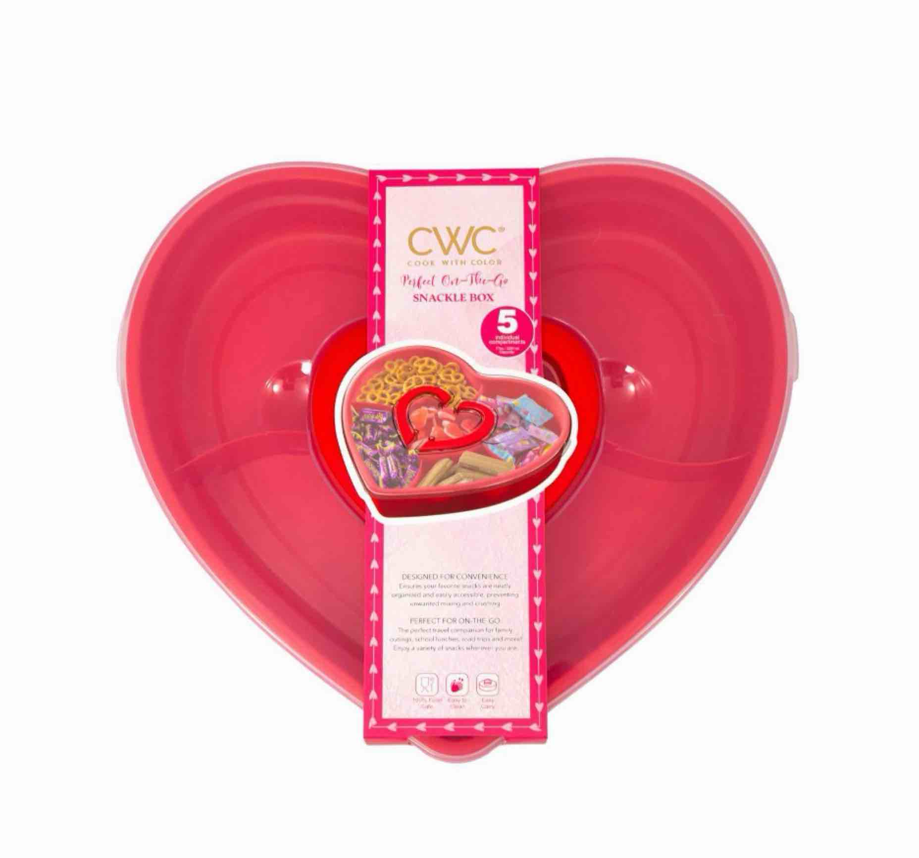 Cook With Color Valentine Heart Figural Snack Box Red