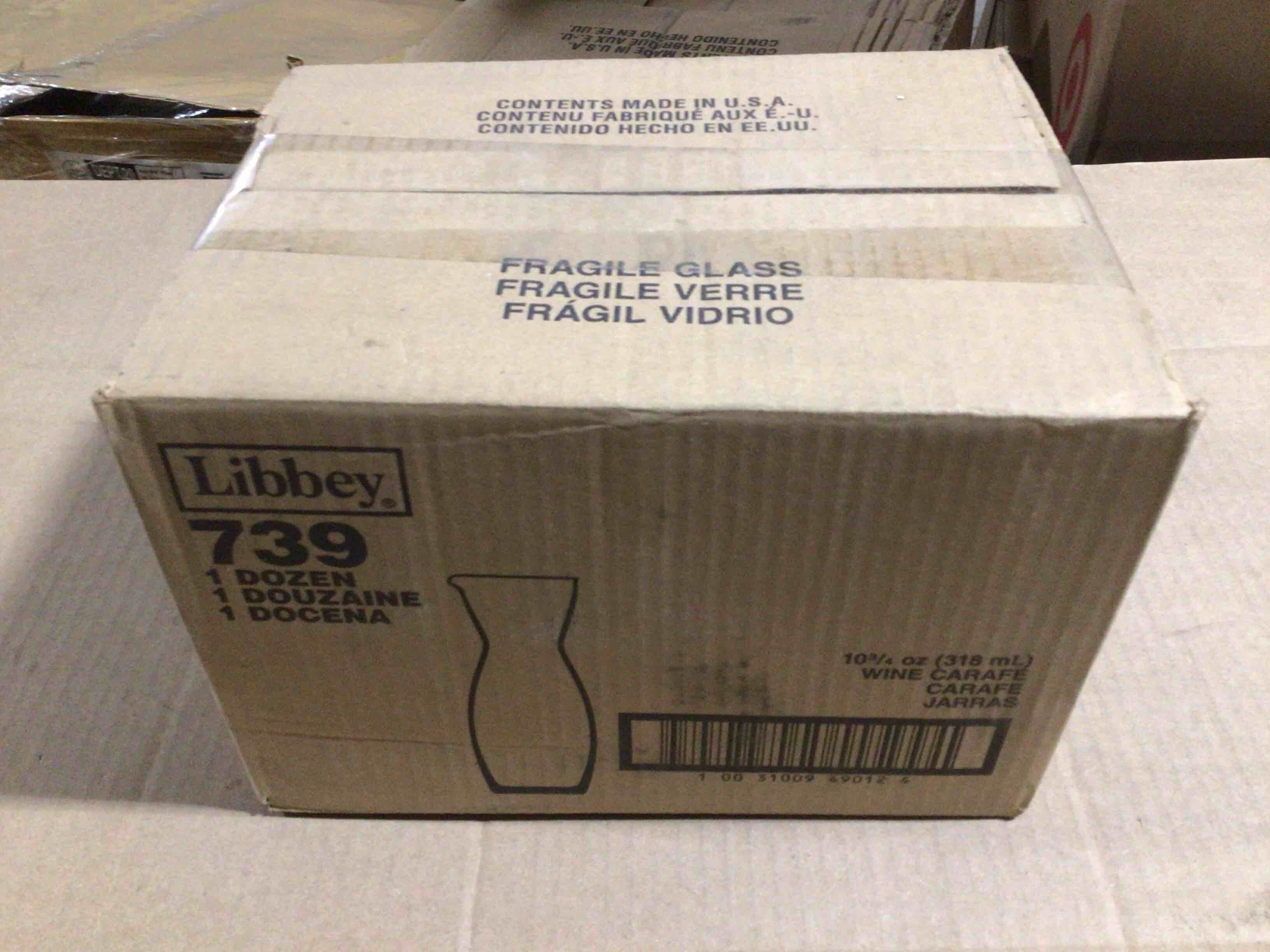 Case of 12 Libbey 739 Clear 10.75 Oz. Glass Wine Carafes 