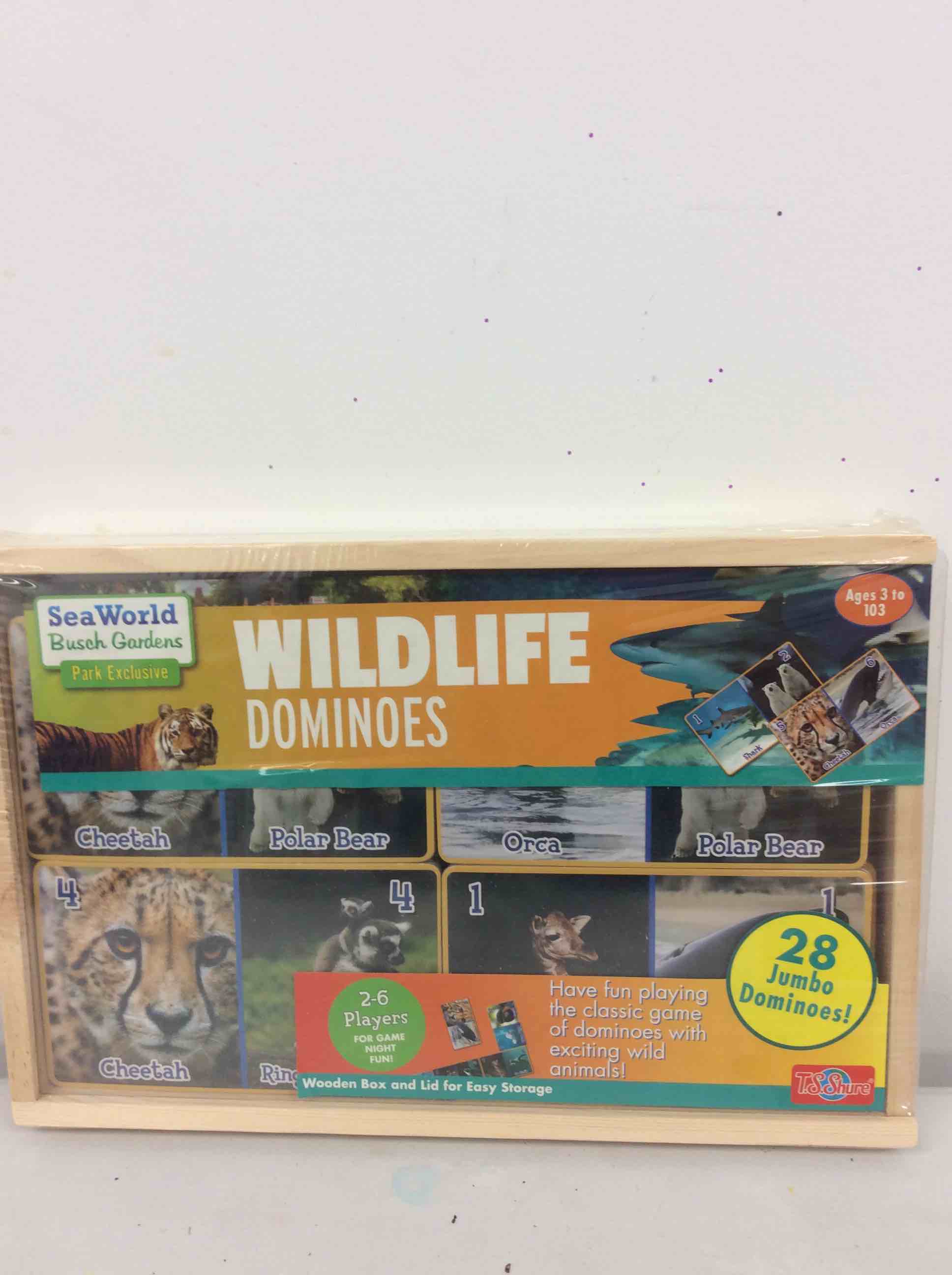 Condition photo showing New/Like New for sea world busch gardens wildlife dominoes 2-6 players 28 jumbo dominoes