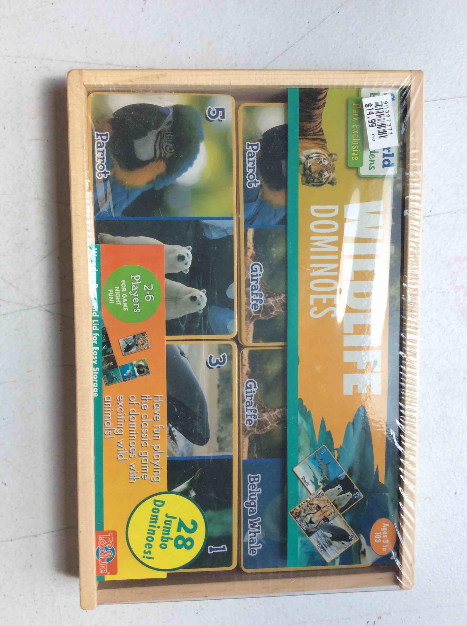 Condition photo showing New/Like New for seaworld busch garden park exclusive wildlife dominoes 28 jumbo dominoes