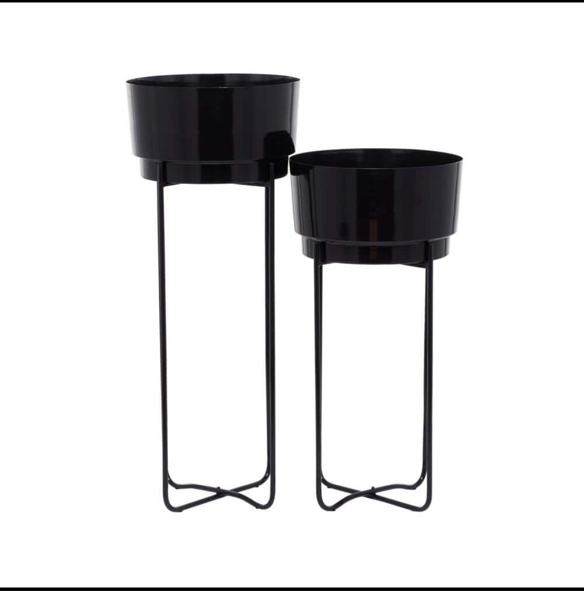 31 in., and 25 in. Extra Large Black Metal Planter with Removable Stand (4- Pack)