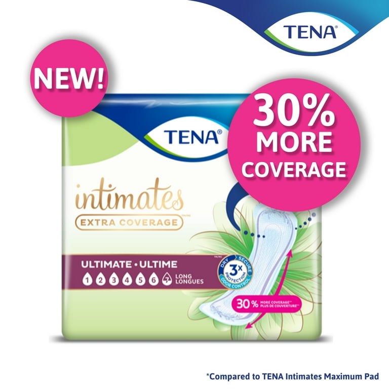 Tena Intimates Extra Coverage Ultimate Incontinence Long Pads, 27 count