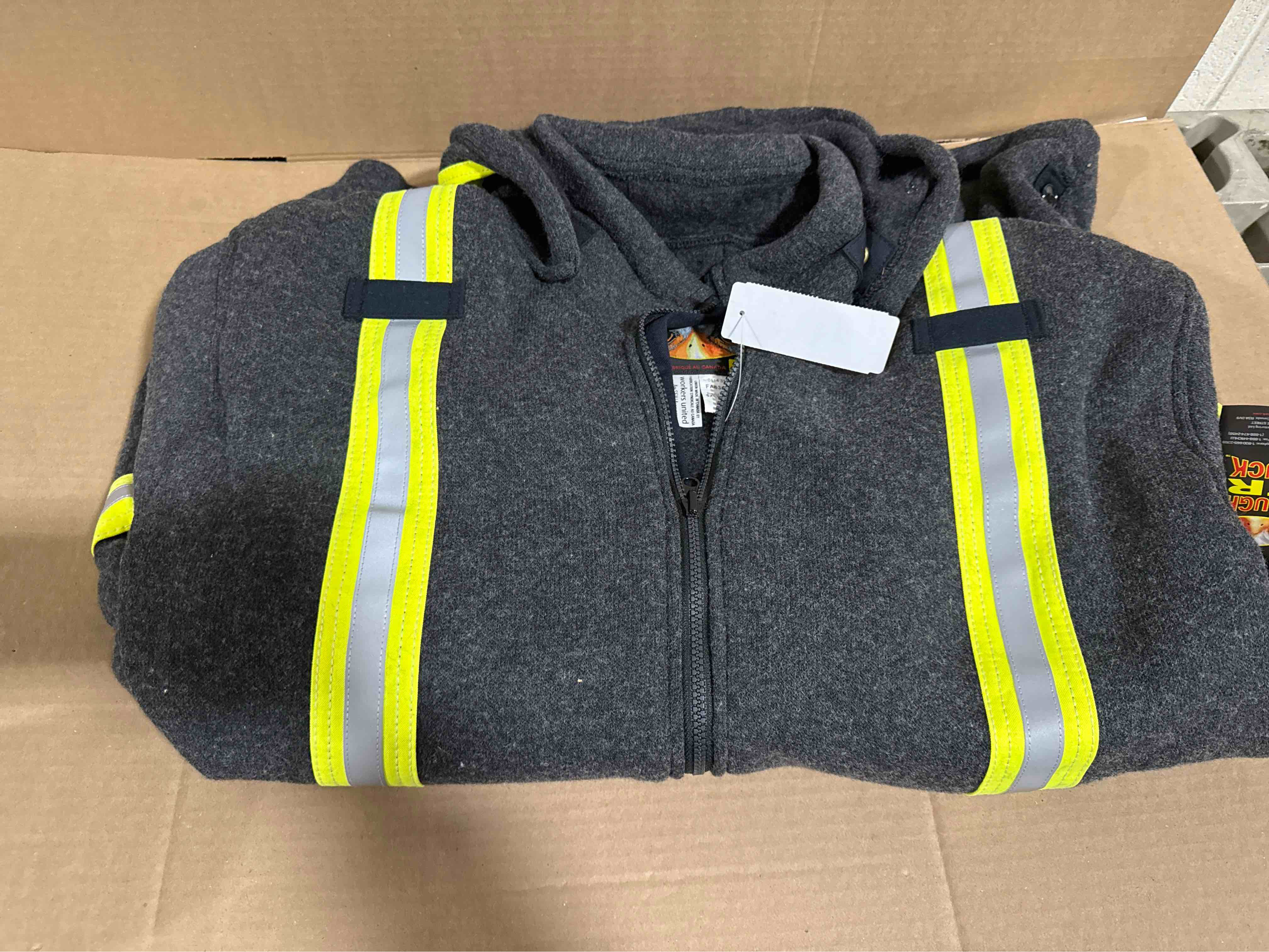 Condition photo showing New/Like New for tough duck zip up safety jacket charcoal size 5X