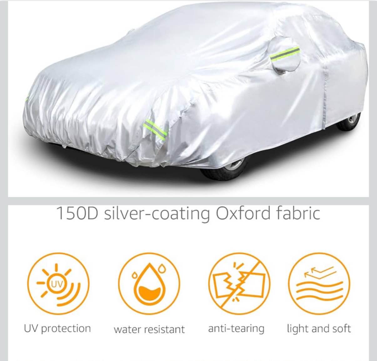 Basics Silver Weatherproof Car Cover - PEVA with Cotton, Sedans up to 180"