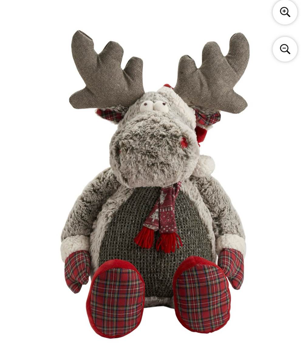 Mina Victory Plush Lines Holiday Moose Brown 22  x 26  Throw Pillow