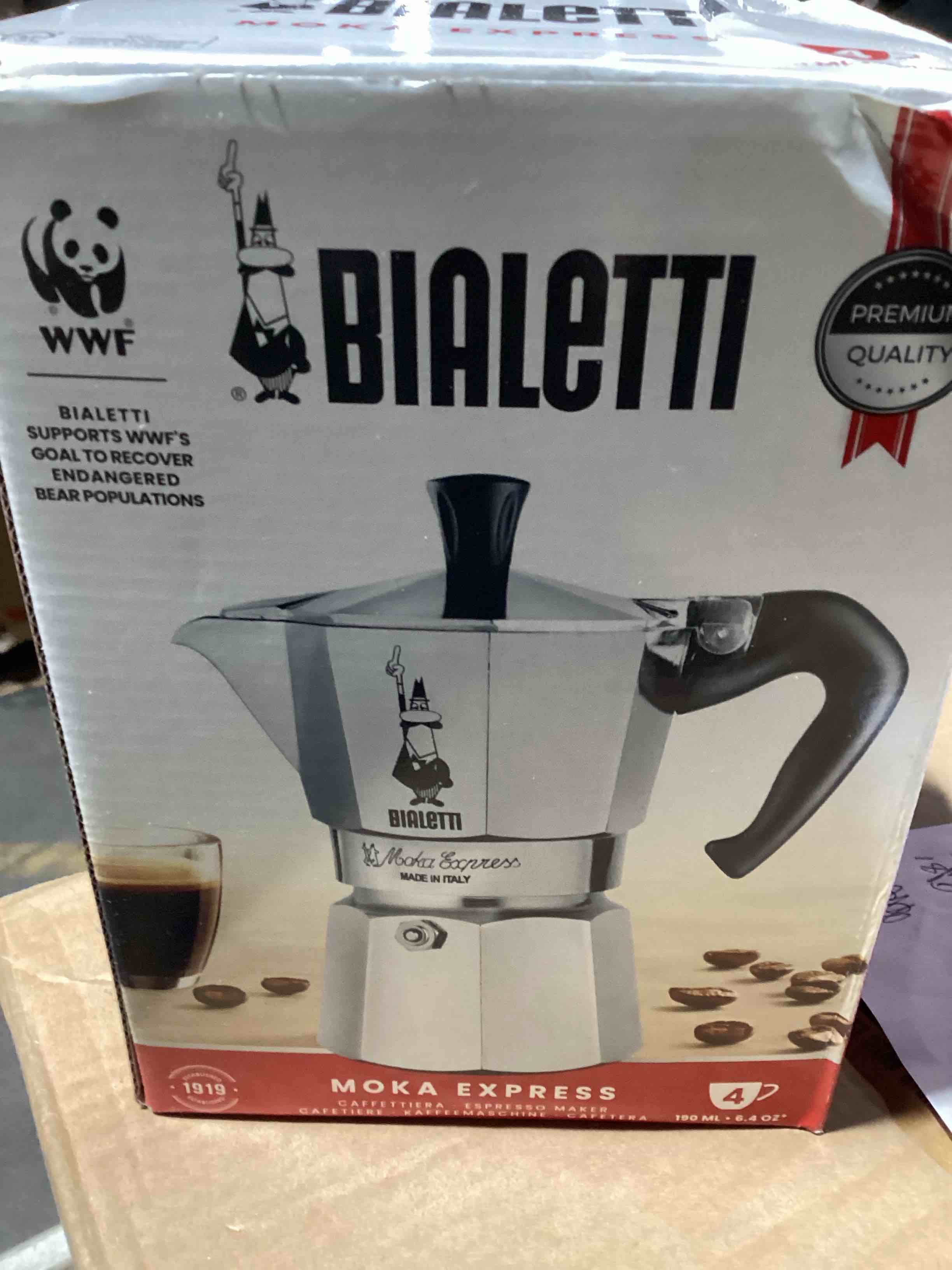Condition photo showing Good Condition for Bialetti Moka Express Export Espresso Maker, 4 Tassen,0.19 liters, Silver