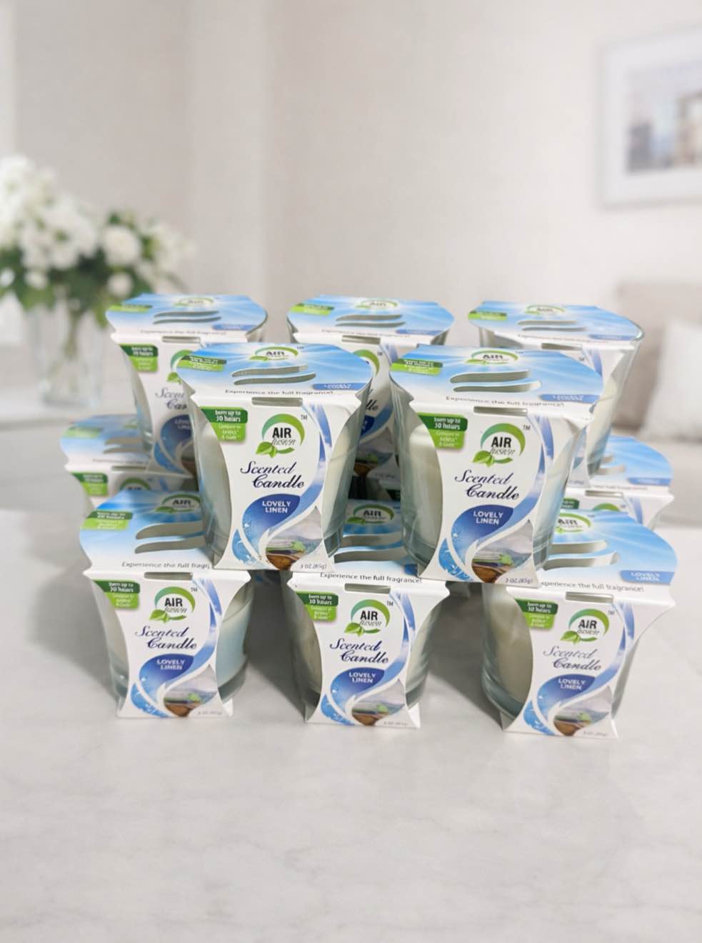 Case of 12 Air Fusion Candle Jar 3oz Lovely Linen 
