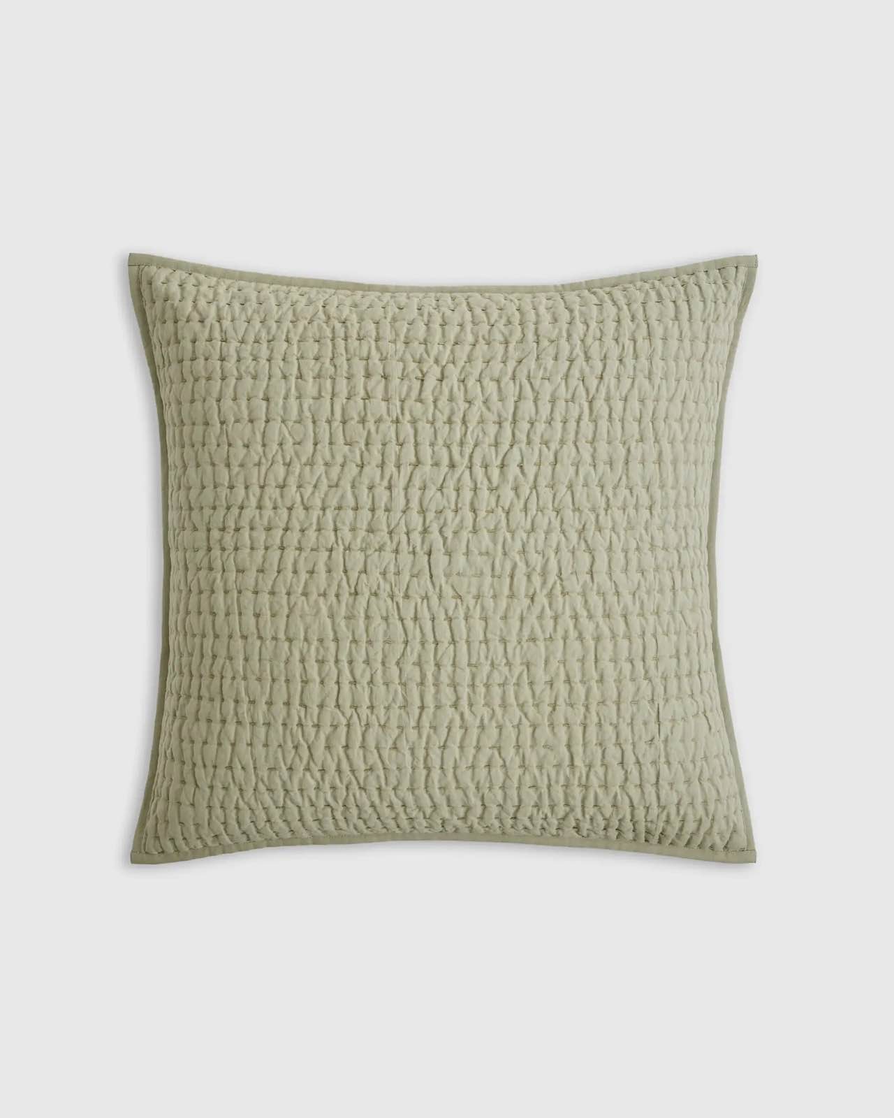 Coyuchi Manzanita Hand Stitched Organic Cotton Sham- Euro-Pewter 
