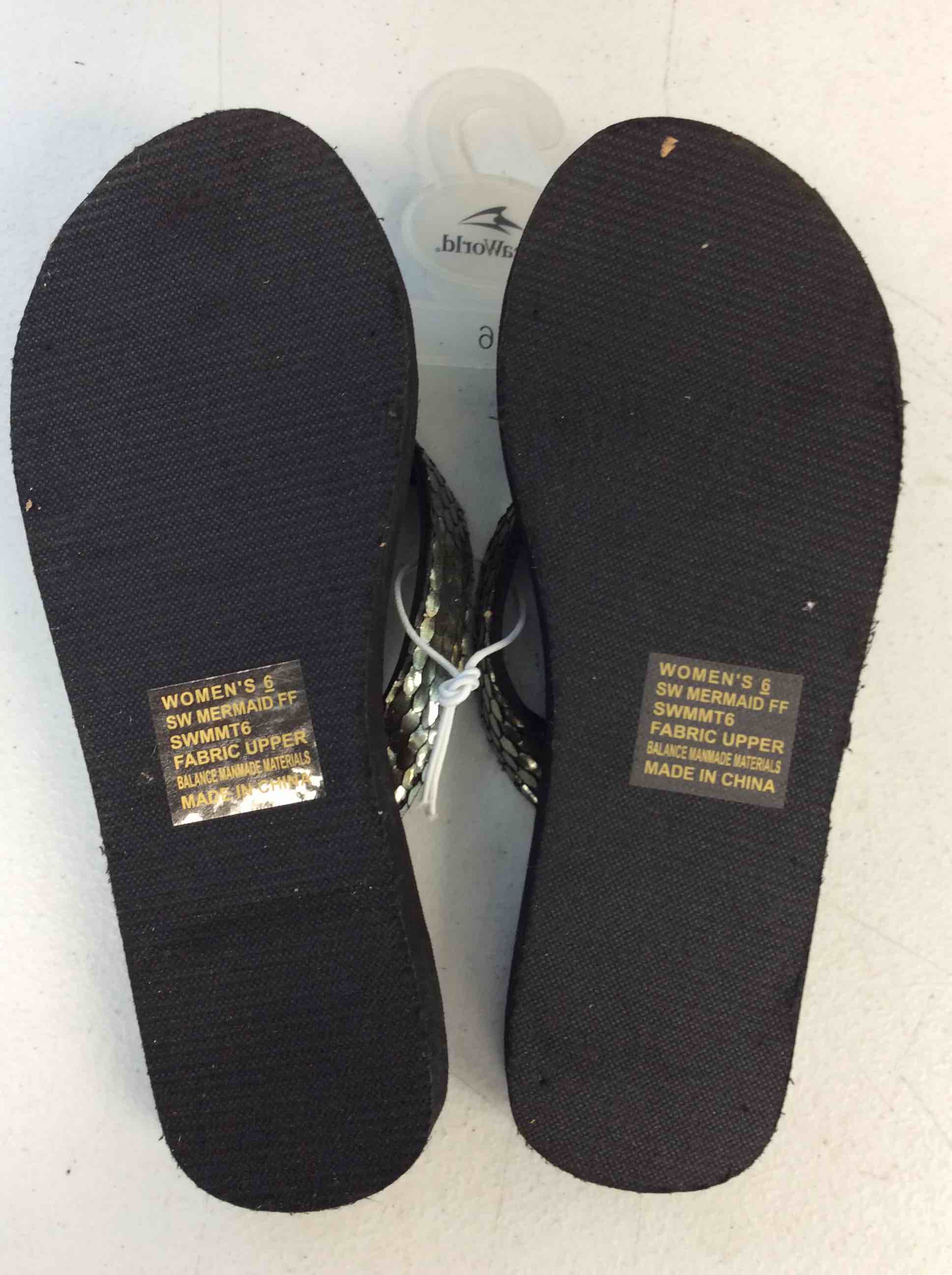 Condition photo showing New/Like New for size 6 women’s seaworld mermaid ff sandals