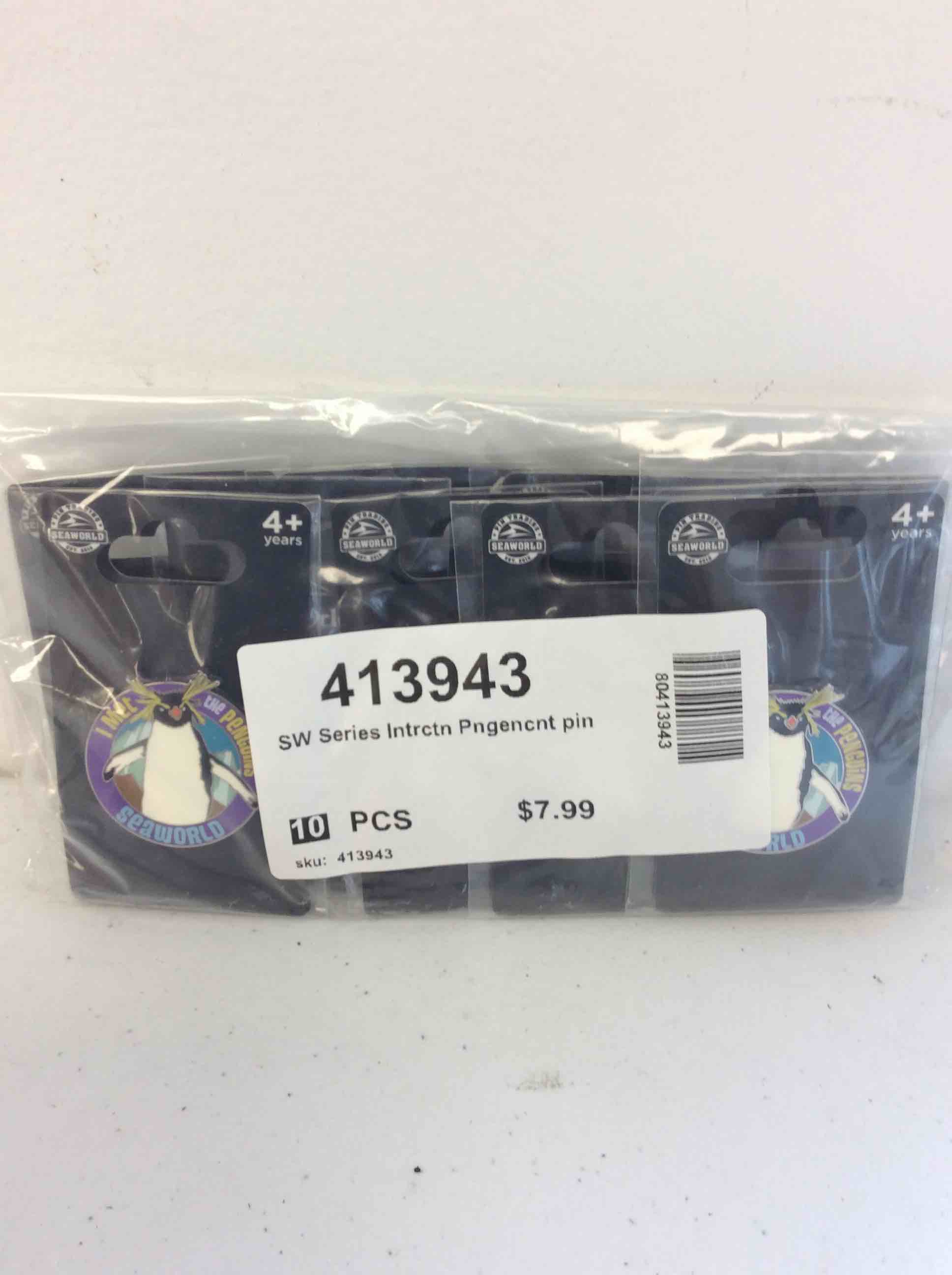Condition photo showing New/Like New for sea world pin trading i met the penguins 10 pcs