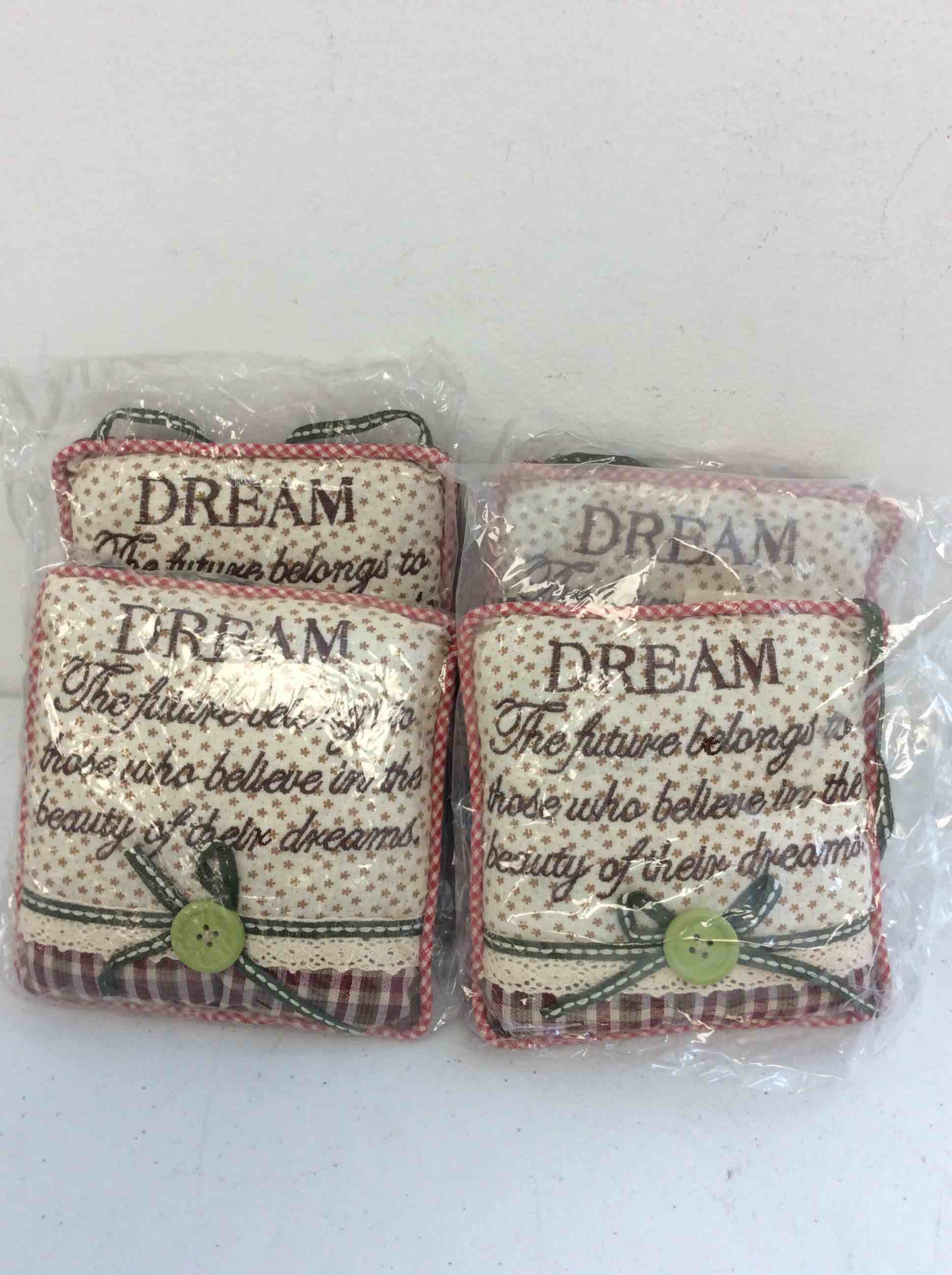 Condition photo showing New/Like New for fabric pillow hanging ornament 4 pcs