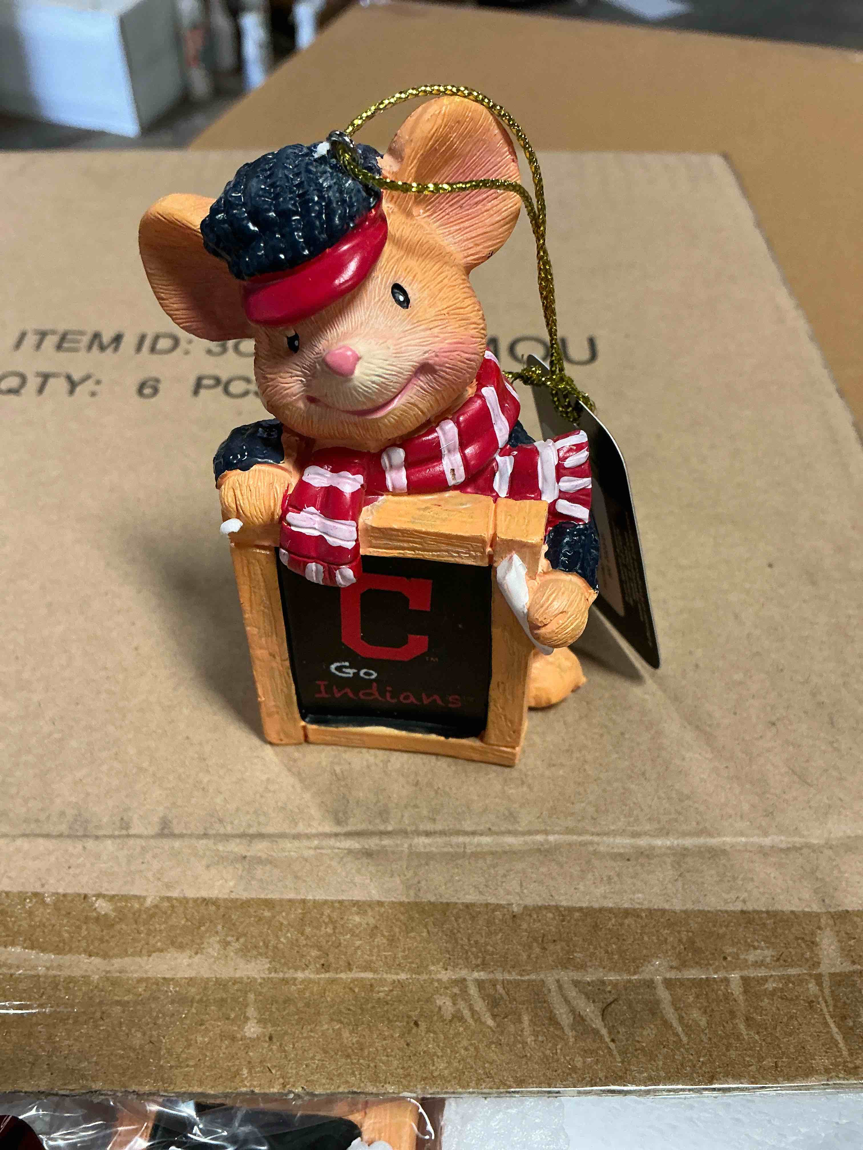 case of 6 Cleveland Indians Holiday mouse ornaments 