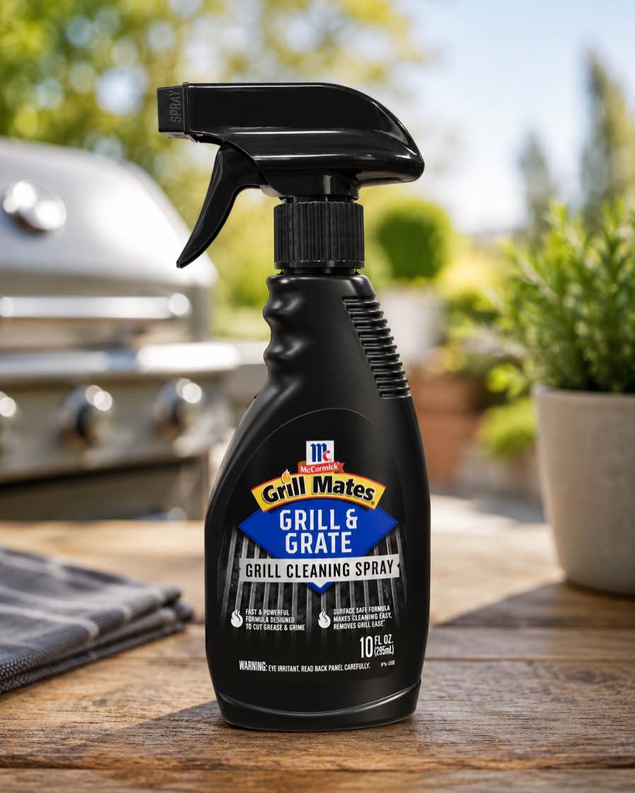 Condition photo showing New/Like New for mccormick grill mates grill, and great grill cleaning spray tin fluid ounces