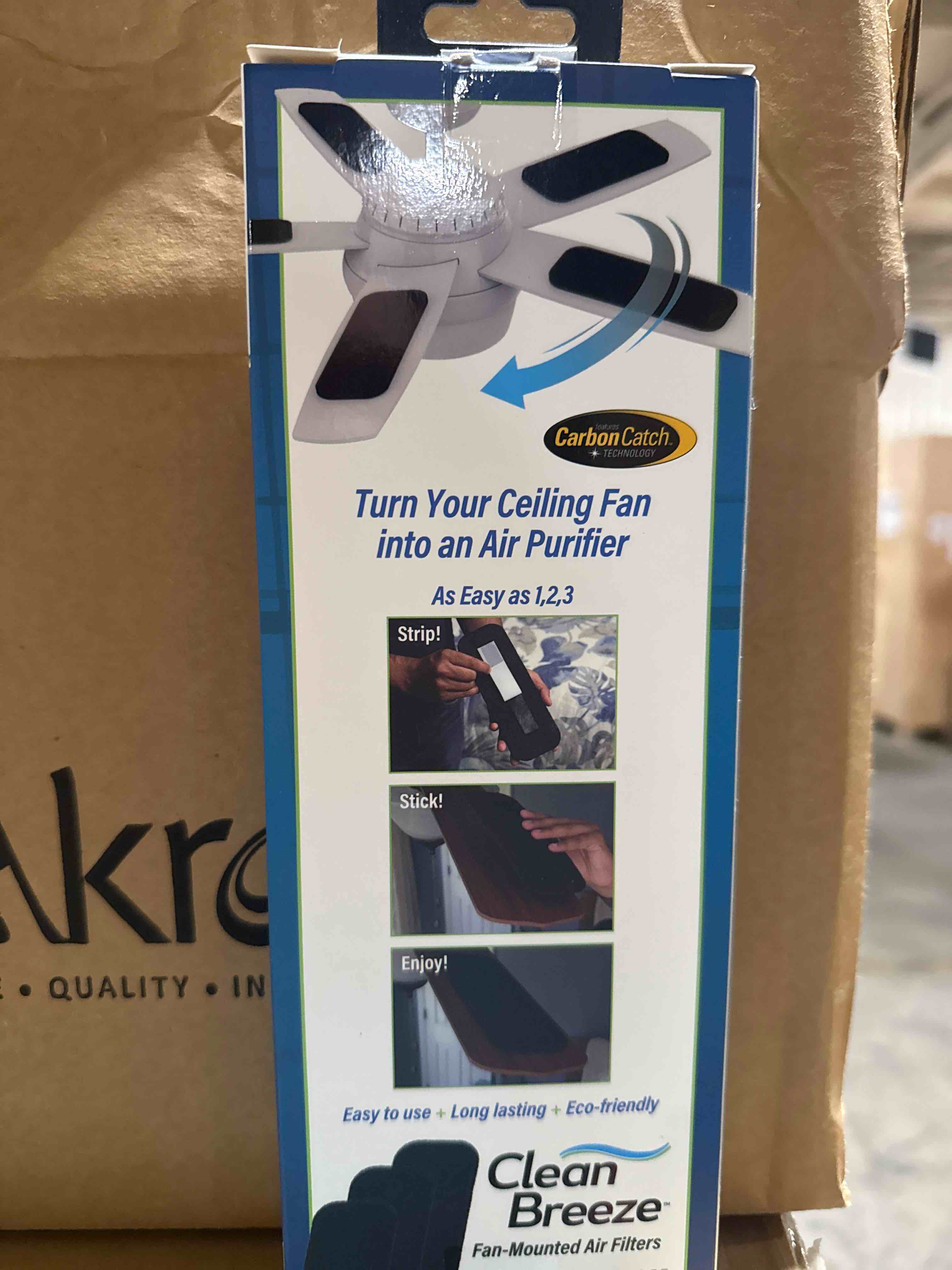 Condition photo showing Brand New for ceiling fan-mounted air filters – improve air circulation, easy-stick universal ceiling fan blade filters for cleaner air - 3-count pack.