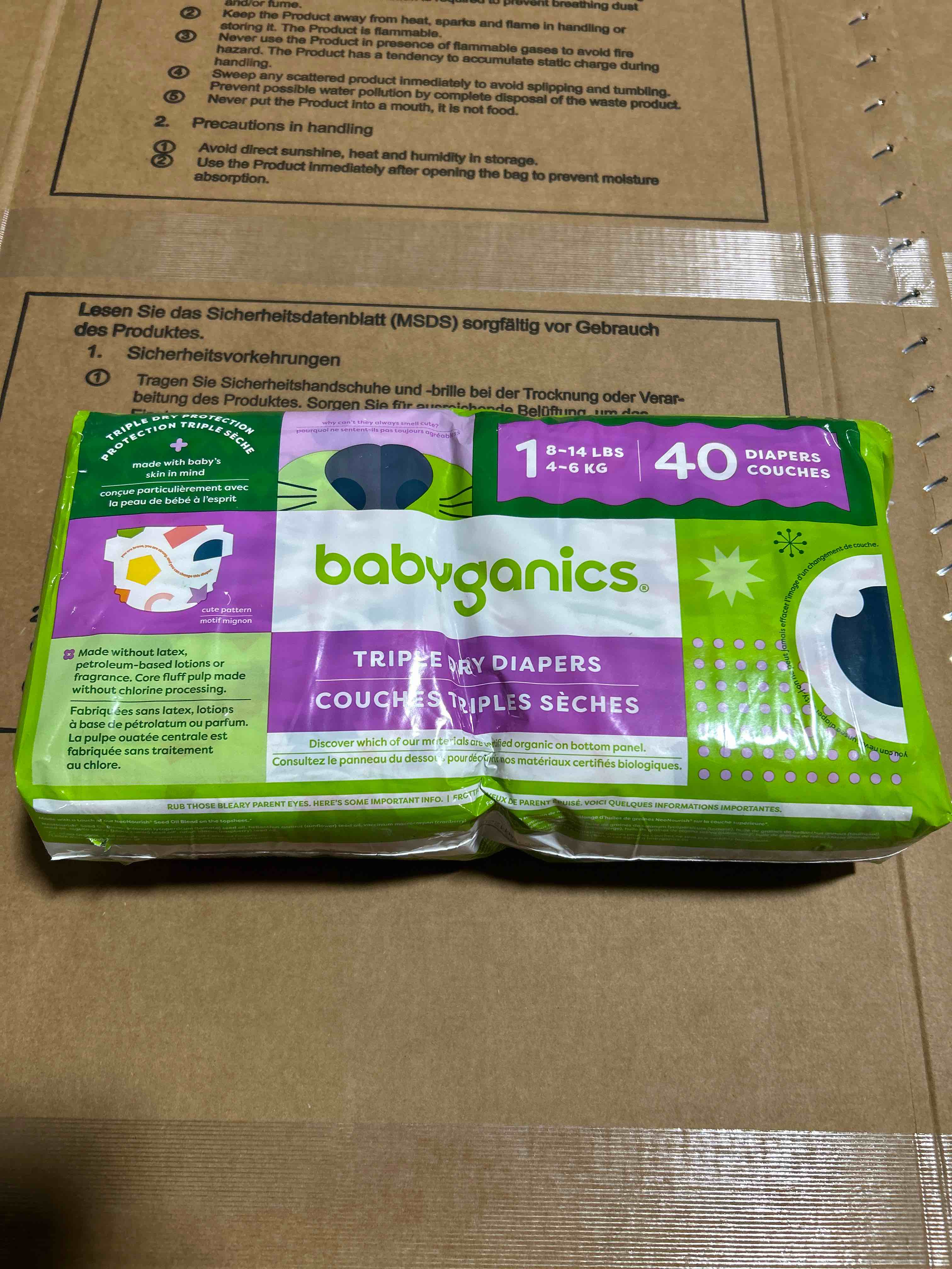 Babyganics Disposable Diapers Bag - Size 1 - 40ct