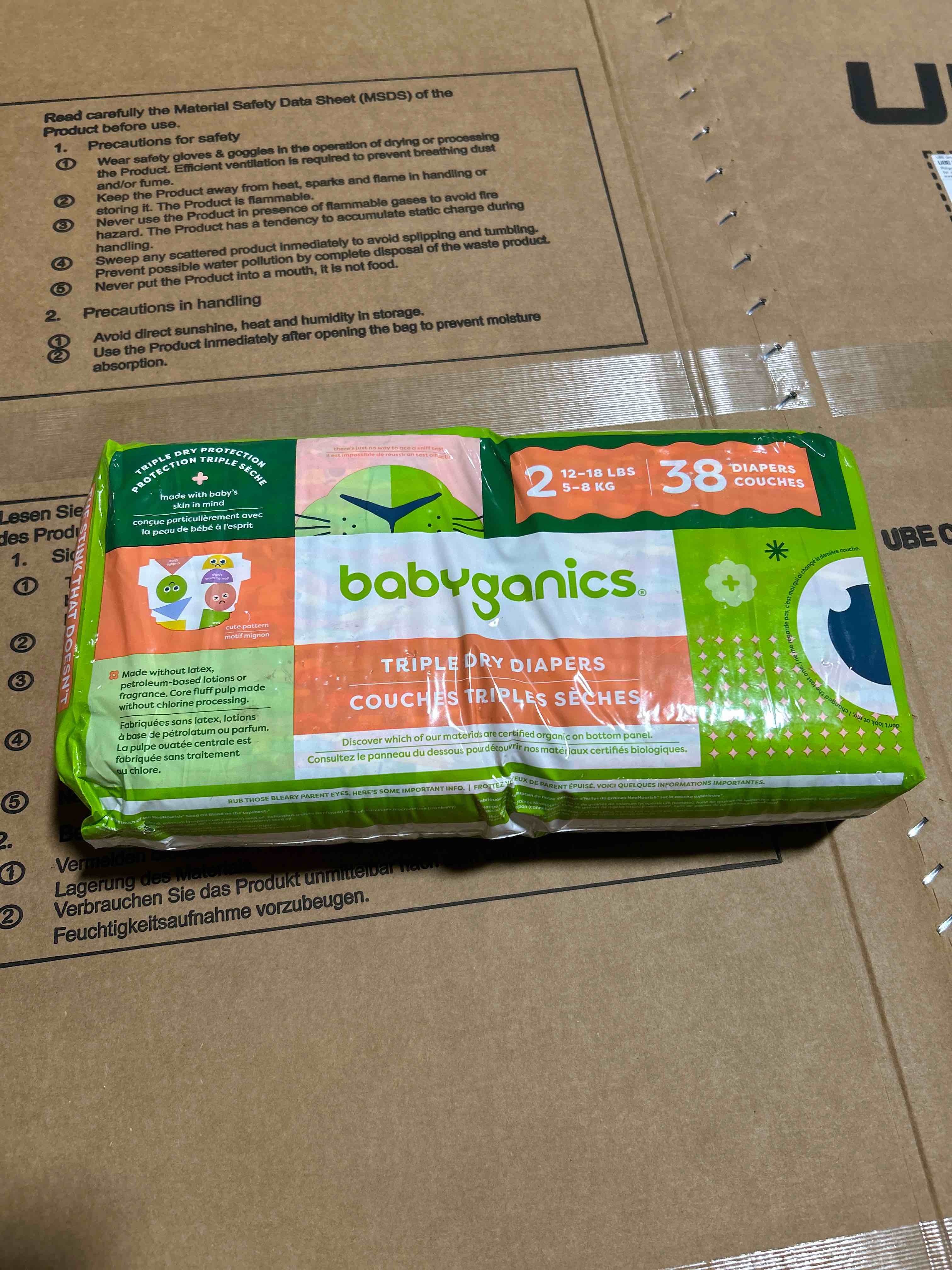 Babyganics Disposable Diapers Bag - Size 2 - 38ct