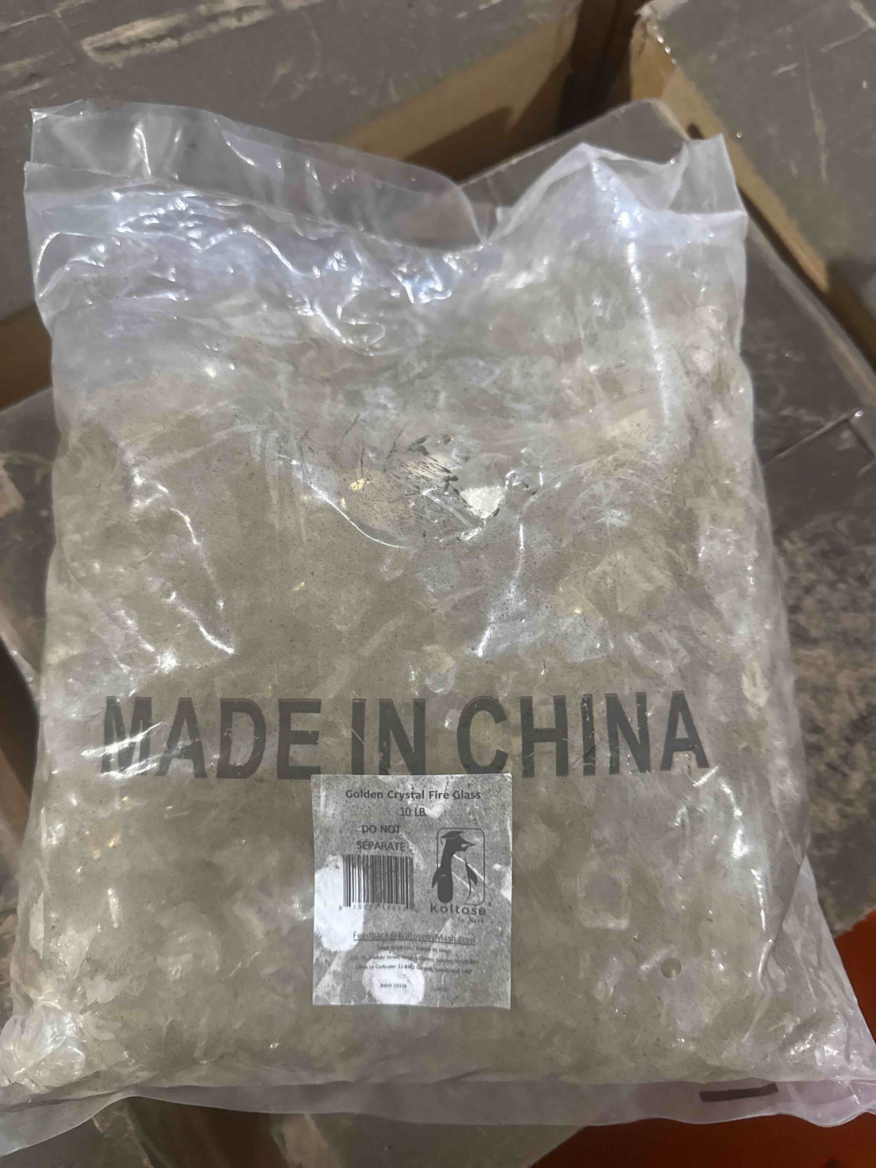 Condition photo showing Good Condition for golden crystal fire glass, ½ in. premium tempered fire pit glass, reflective fireglass for fire pit, fire table, fireplace natural gas and propane, fire glass pellets rocks high luster