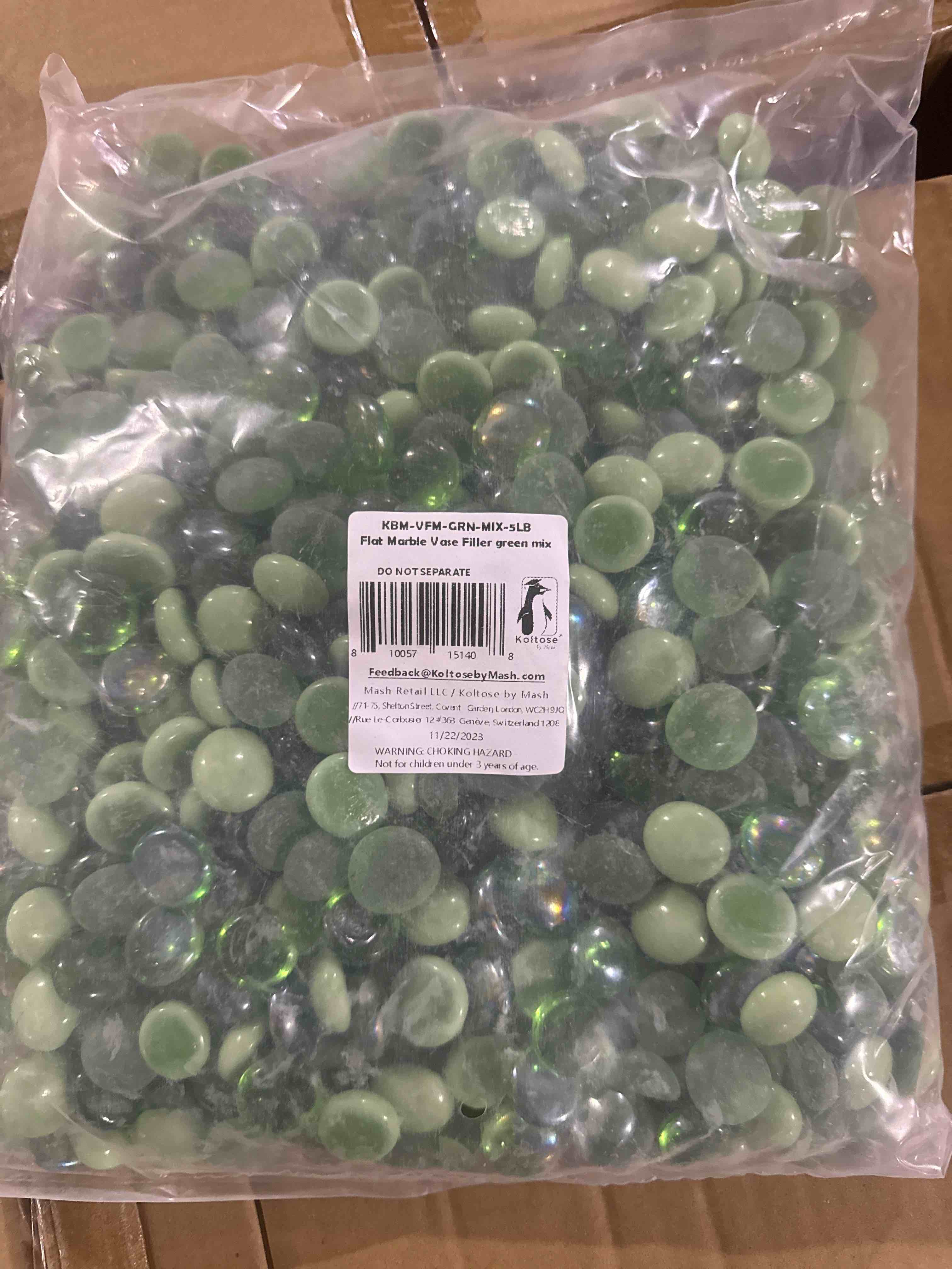 Condition photo showing New/Like New for kaltose by mash flat marble vase filler green mix 5lb