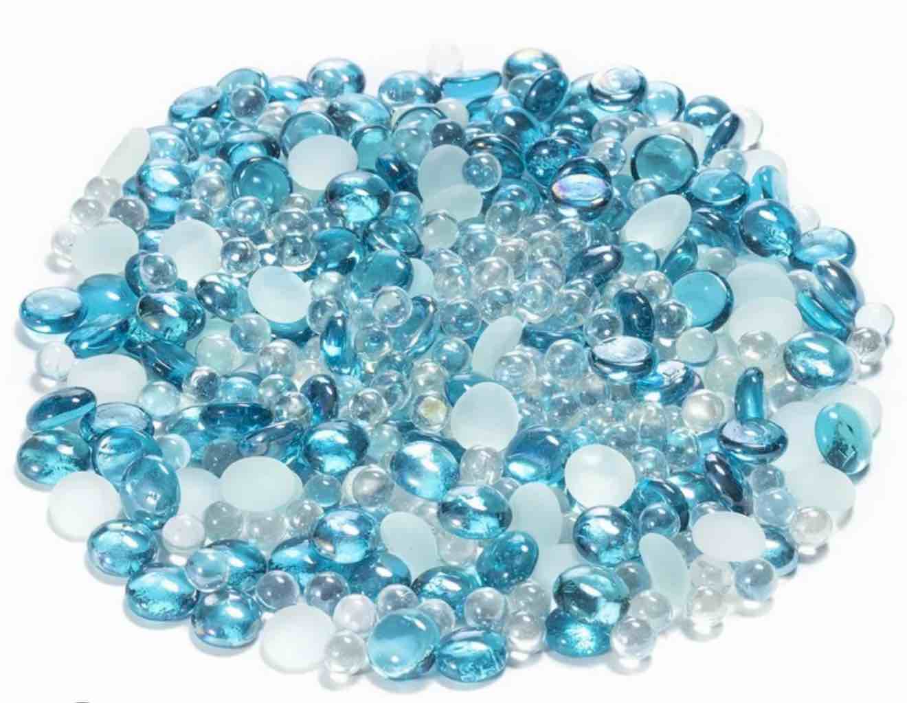 Transparent White Aqua Blue Flat Marble Vase Filler 17lb 