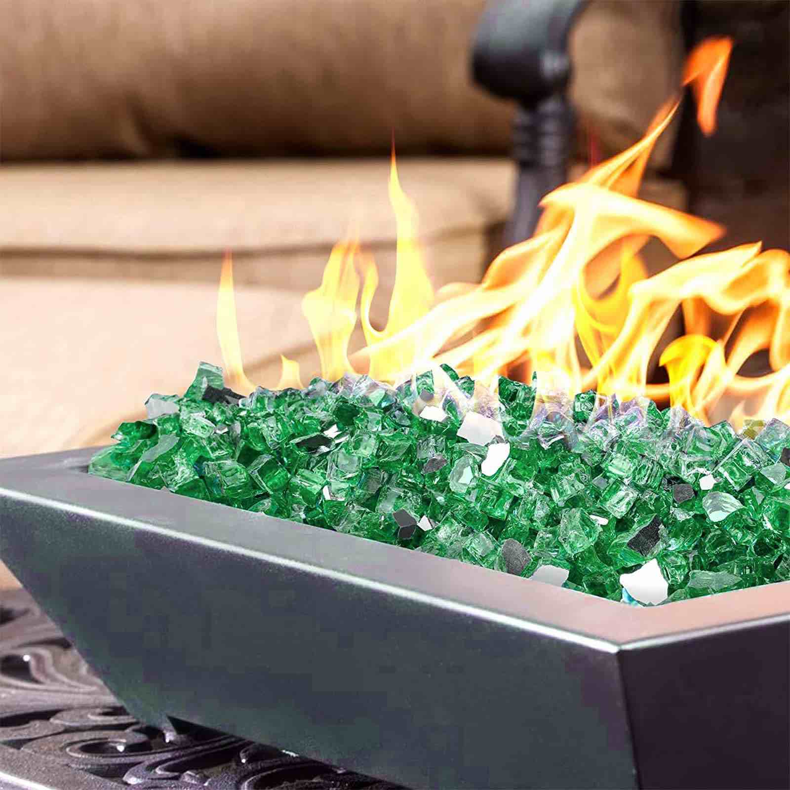 10lb bag, Kaltose by mash transparent, light green diamond fire glass