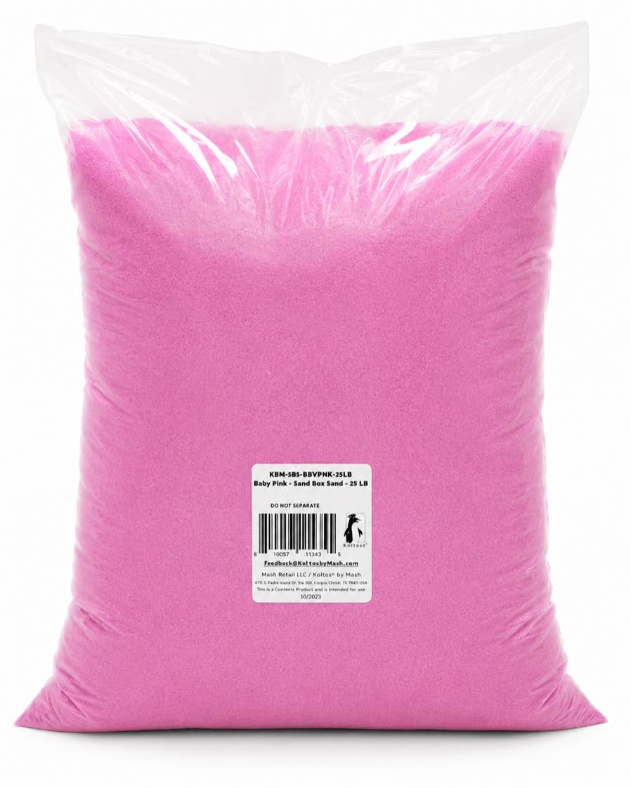 25 pound bag, baby pink sandbox, play sand